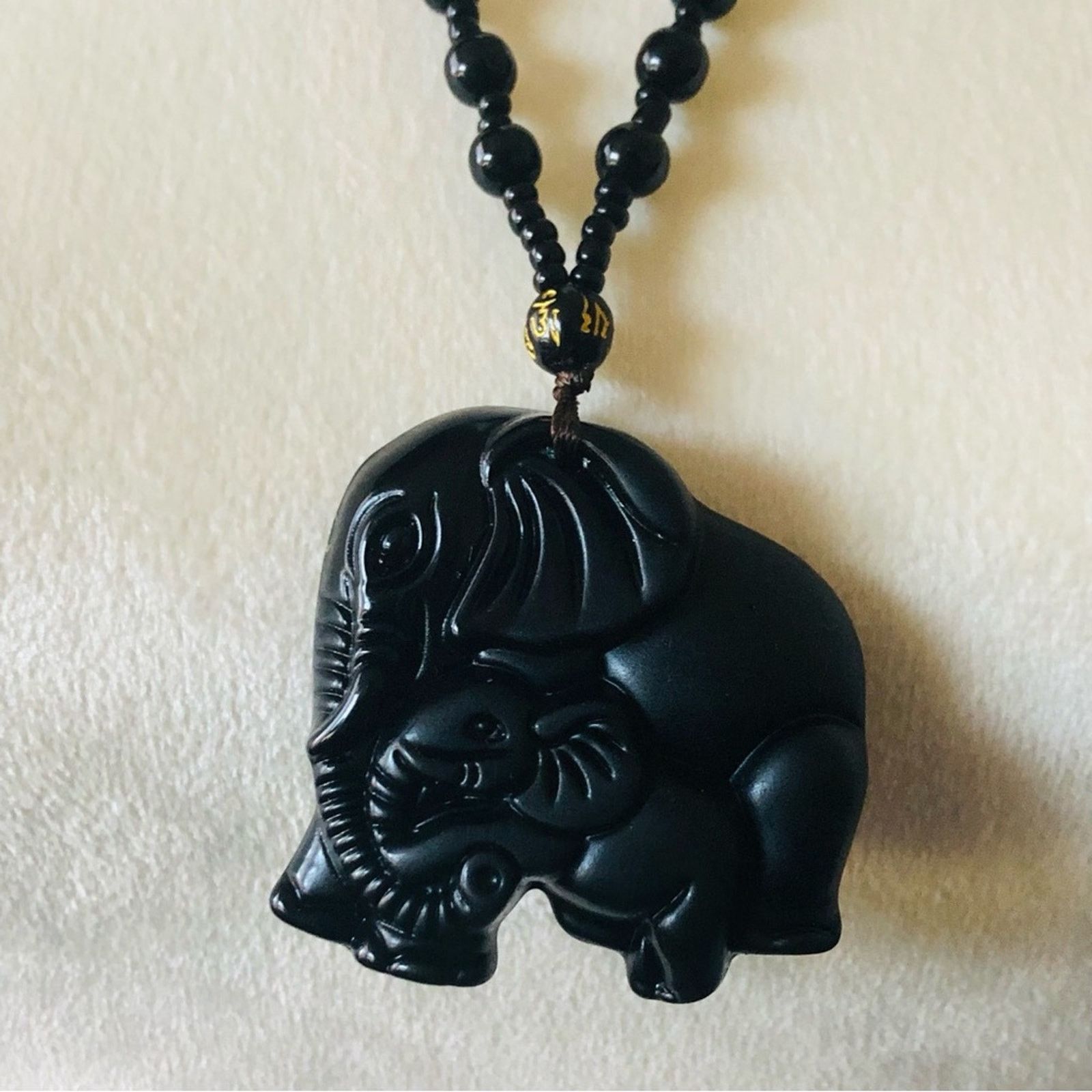Handmade Hand crafted black chalcedony elephant stone necklace Size ONE SIZE - 6 Thumbnail