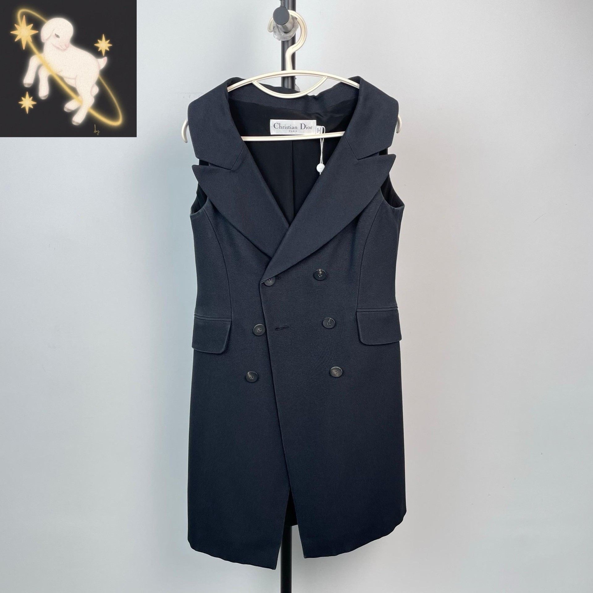 Dior Dior Dark Blue Sleeveless Lapel Vest Dress Size S / US 4 / IT 40 - 1 Thumbnail