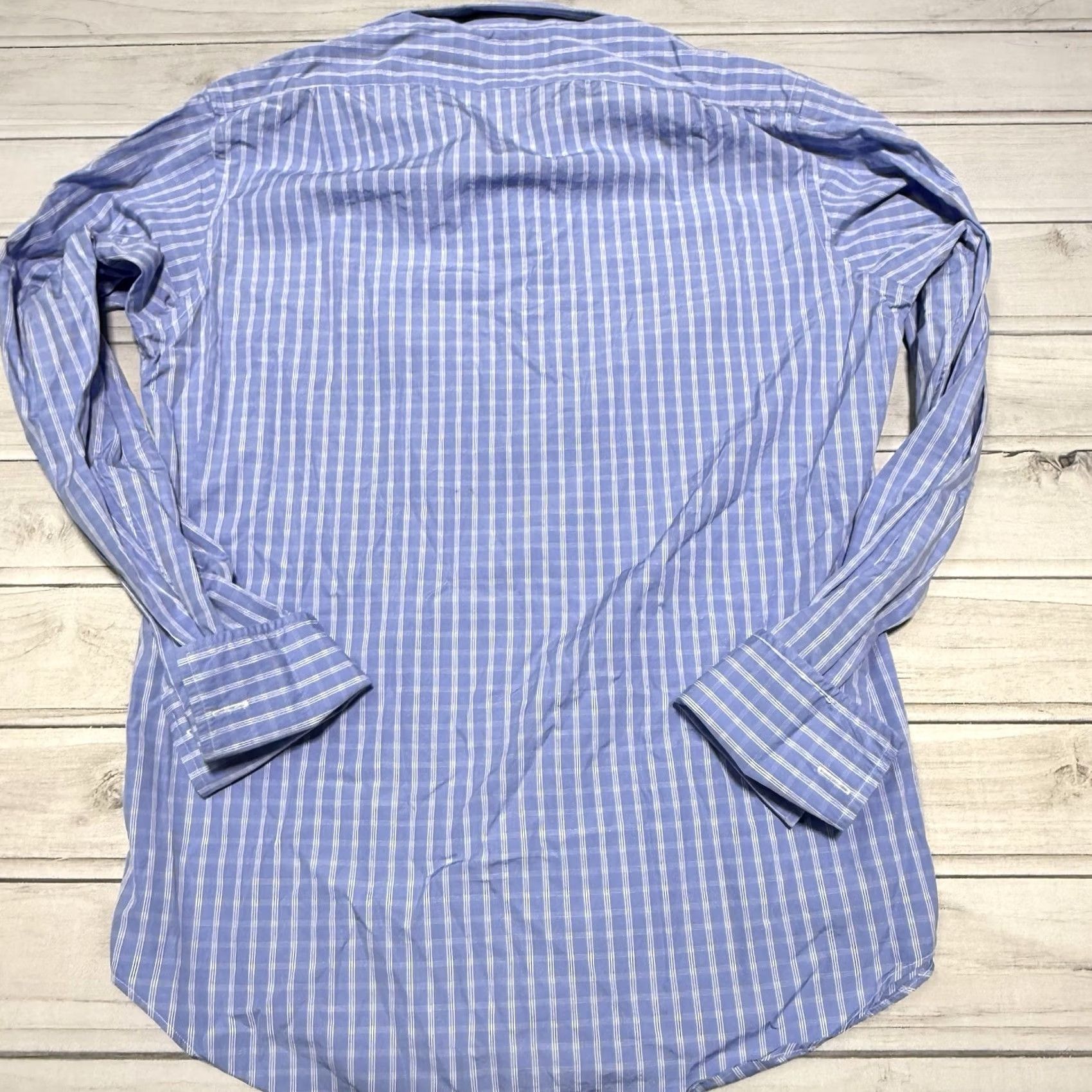 Ralph Lauren Purple Label Polo Ralph Lauren Purple Label Dress Shirt Mens 16 Blue UK Button-Down Collared Barrel Cuff 100% Cotton Regular Blue Shirt Mens Size 42R - 3 Thumbnail