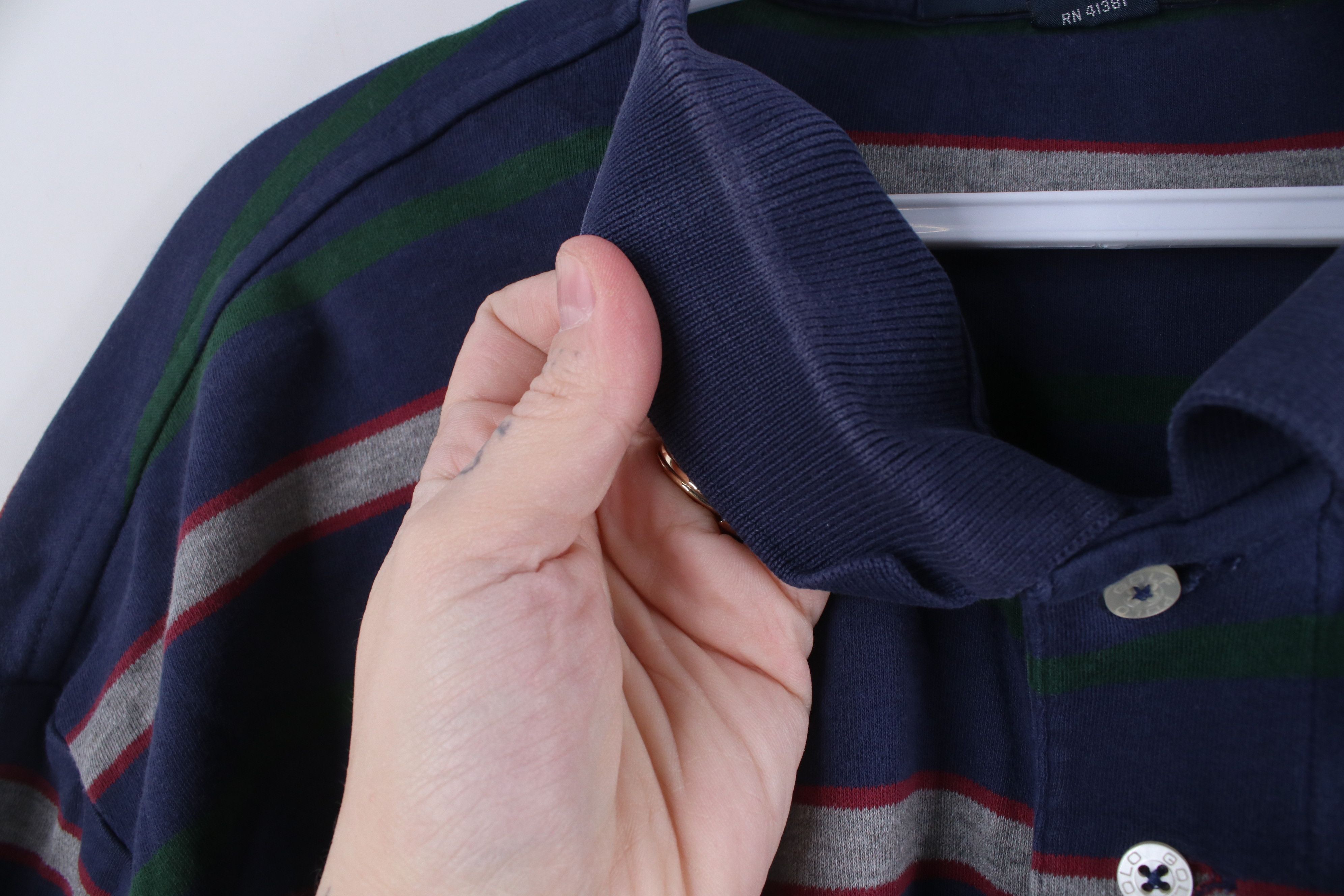 Ralph Lauren × Vintage Vintage 90s Ralph Lauren Spell Crest Striped Polo Shirt USA Size US XXL / EU 58 / 5 - 8 Thumbnail