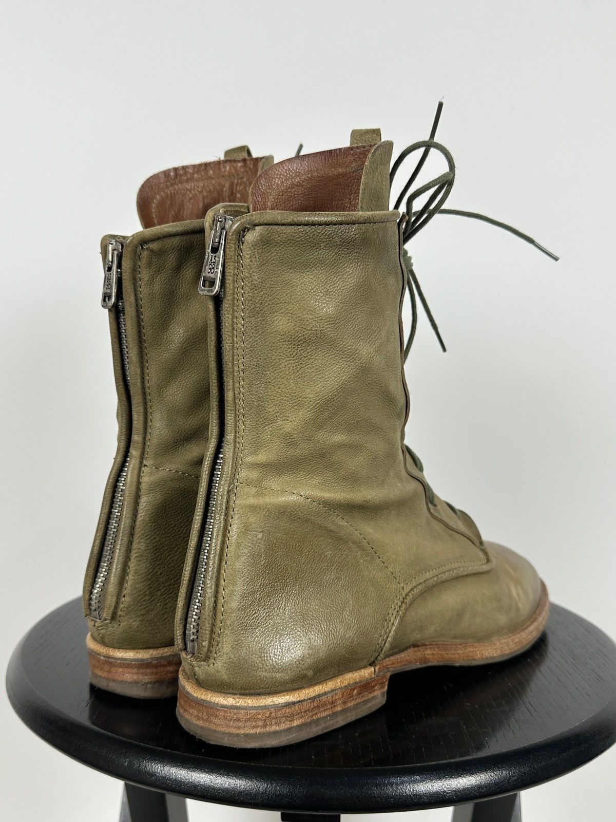 A.S.98 A.S.98. Airstep Olive Green Leather Back Zipper Ankle Boots Size US 11 / IT 41 - 5 Thumbnail