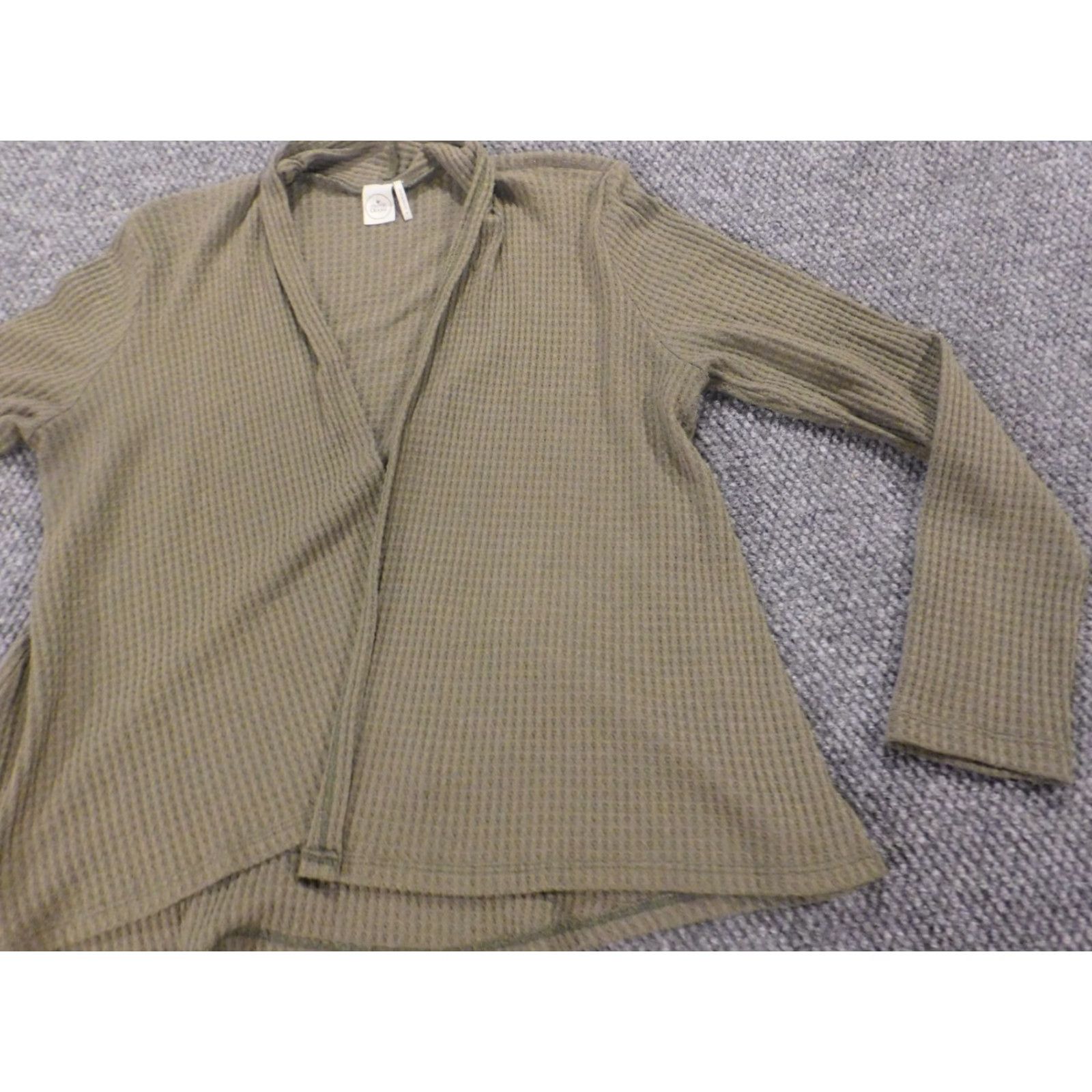 Vintage Paper Crane Cardigan Sweater Long Sleeve V-Neck Green M Womens Stretch Puff Sleeve Bow Button Knitted Cotton Size M / US 6-8 / IT 42-44 - 3 Thumbnail
