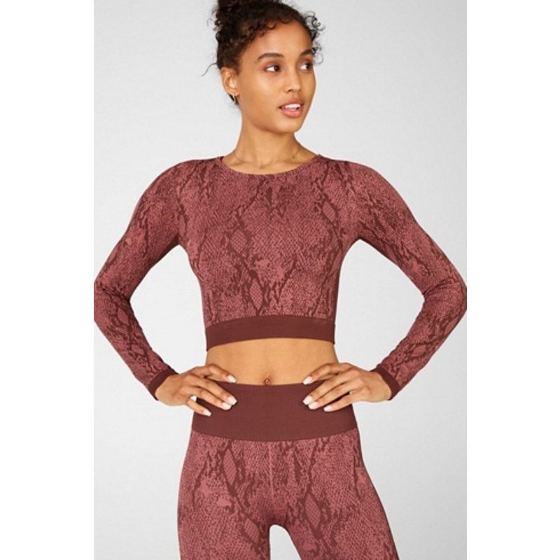 Other Fabletics Kamila Seamless Long-Sleeve Top Cherry Mocha L Size L / US 10 / IT 46 - 1 Thumbnail