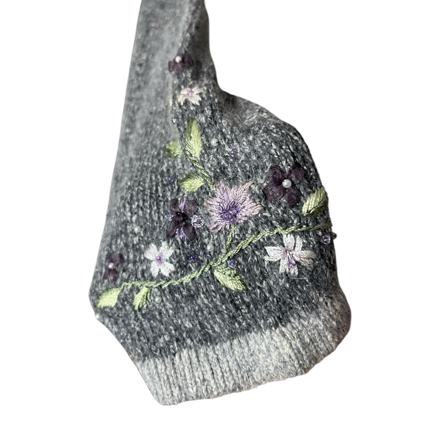 Other Vintage Dressbarn Cardigan M Gray Purple Embroidered Floral Size M / US 6-8 / IT 42-44 - 3 Thumbnail
