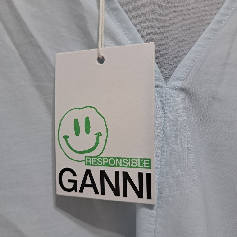 Ganni Ganni Broderie Anglaise Puff Sleeve Organic Cotton Mini Dres Size L / US 10 / IT 46 - 6 Thumbnail