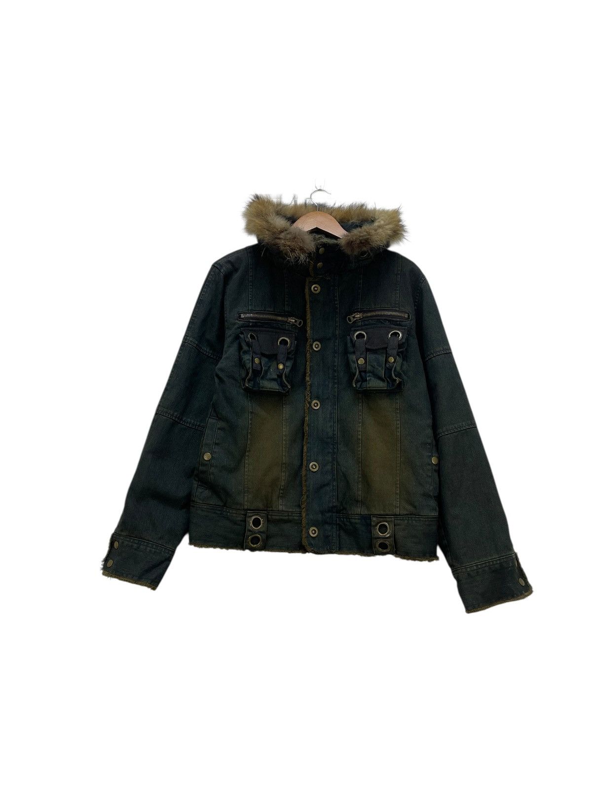 In The Attic 💥 In the Attic Reconstructed Denim Jeans Fur Jacket Size US M / EU 48-50 / 2 - 2 Thumbnail