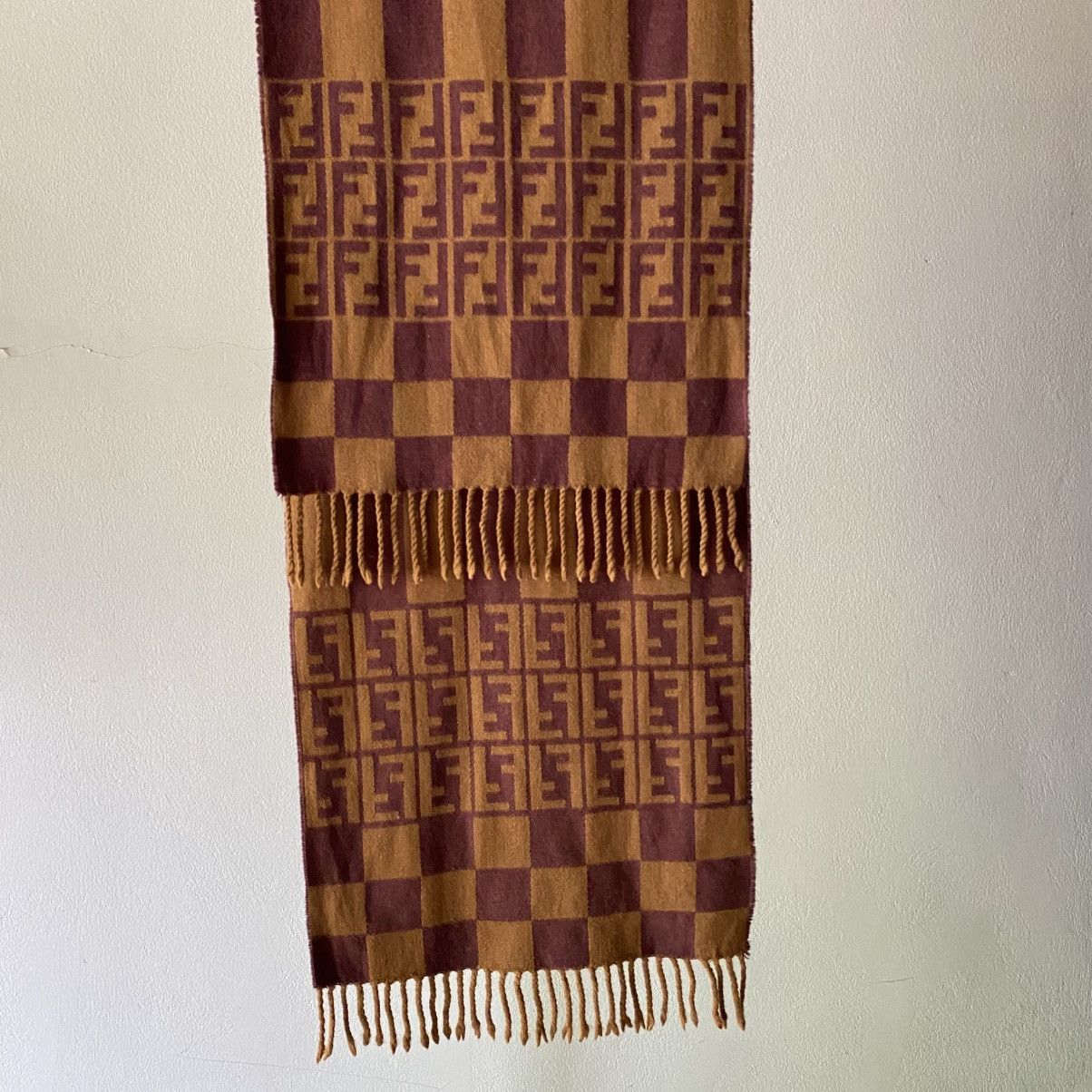 Fendi FENDI Monogram Scarf in Brown & Maroon Size ONE SIZE - 12 Thumbnail