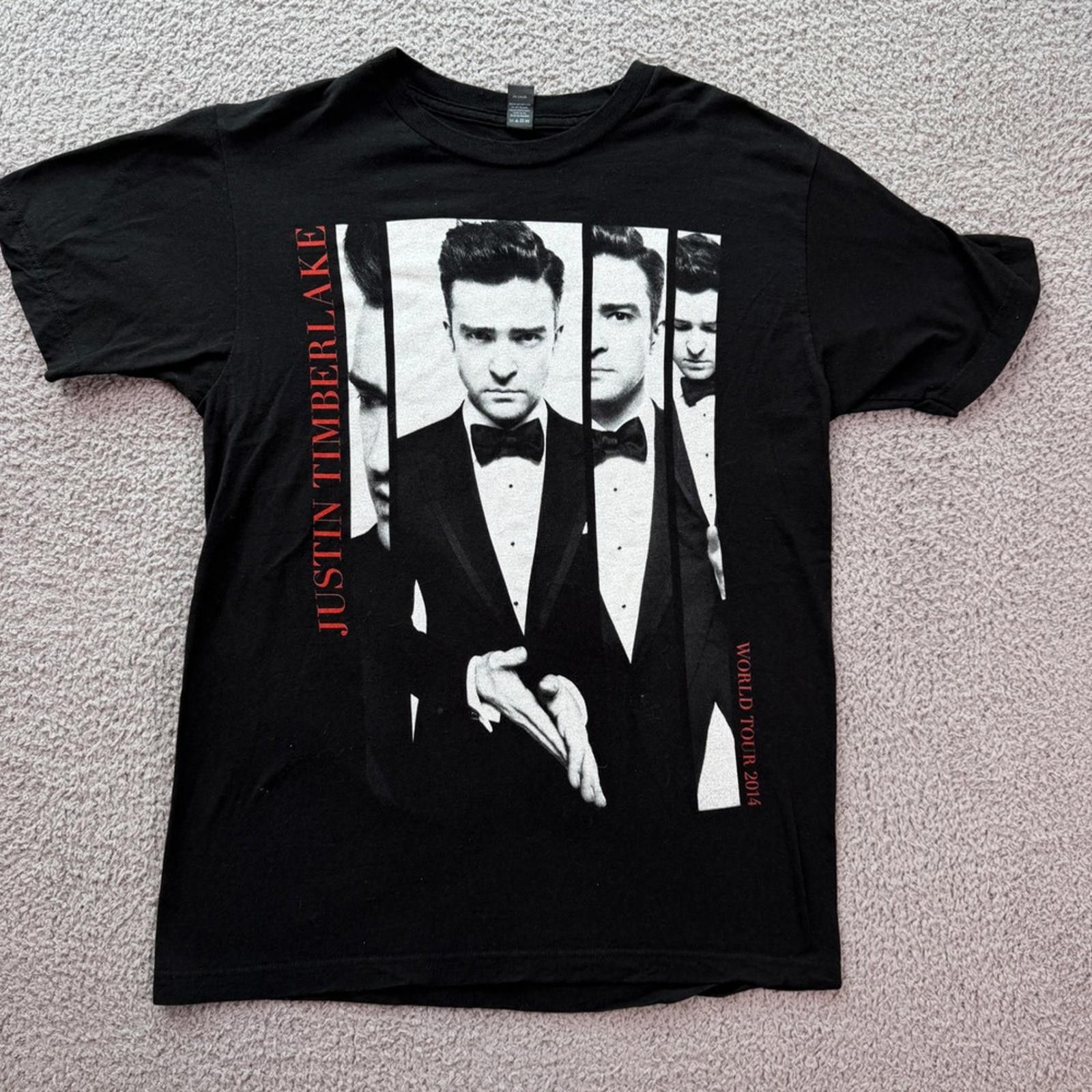 Tultex 2014 Justin Timberlake World Tour Black T Shirt Mens M Size US M / EU 48-50 / 2 - 1 Thumbnail