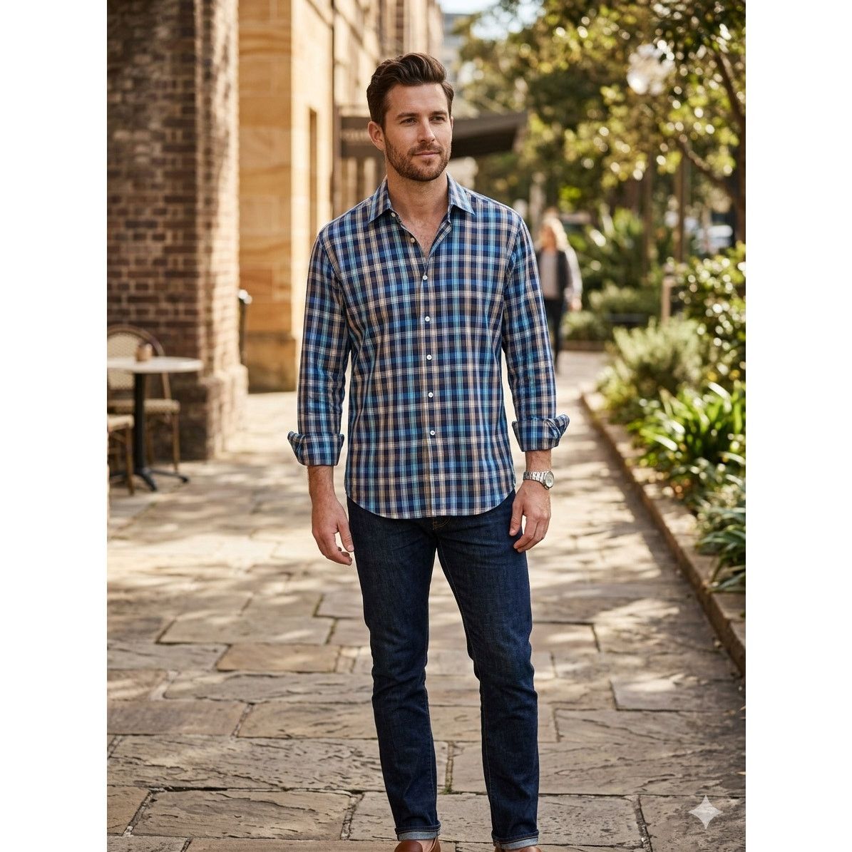 Peter Millar Vintage Peter Millar Mens Large Blue Plaid Button Down Size US L / EU 52-54 / 3 - 5 Thumbnail