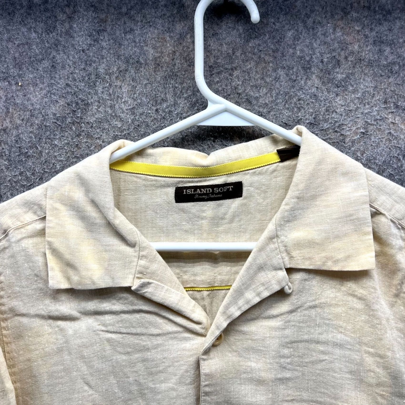 Tommy Bahama VINTAGE Tommy Bahama Shirt Mens XL Yellow Linen Island Silk Preppy Blank Classic Bleach Size US XL / EU 56 / 4 - 7 Thumbnail