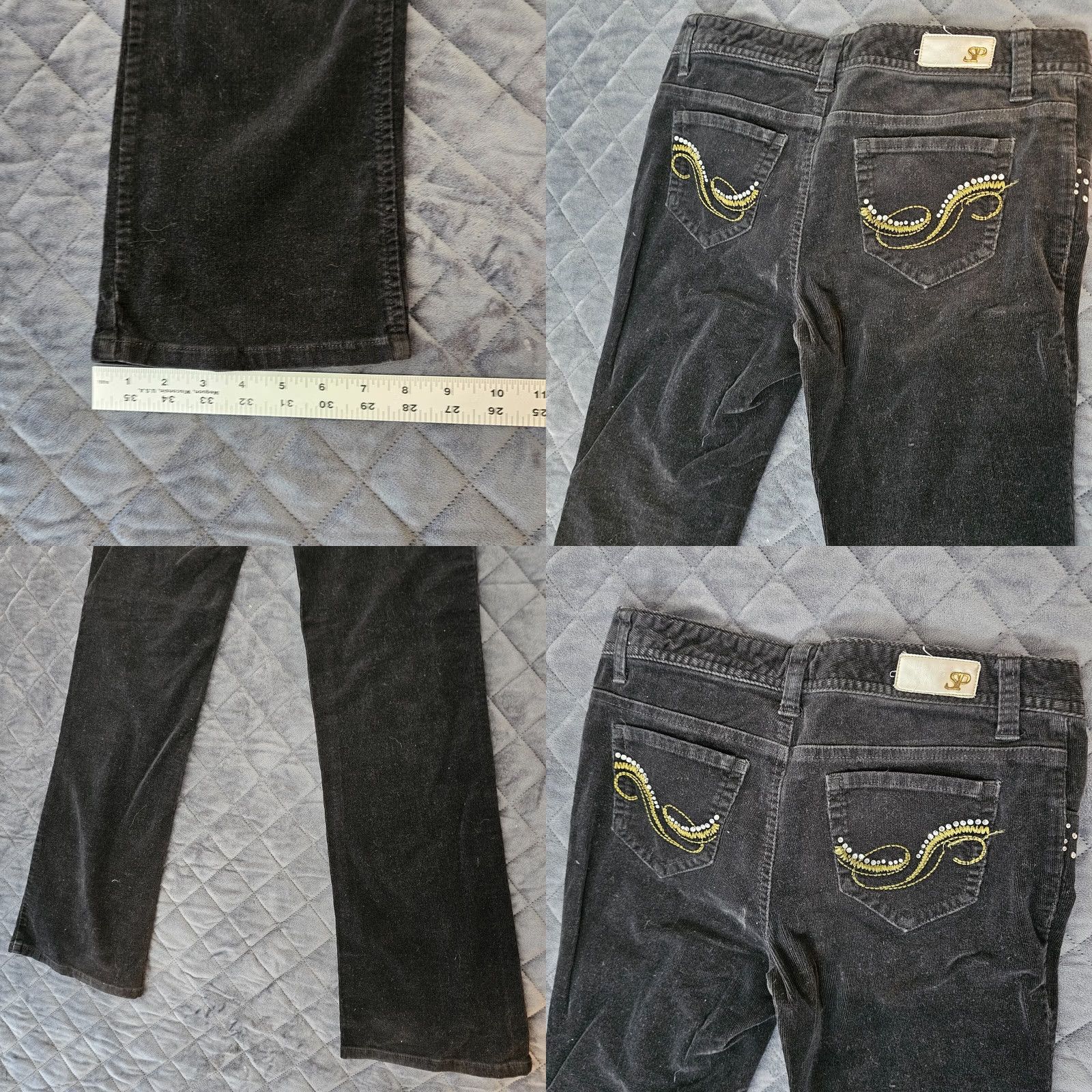 Southpole Southpole Black Corduroy Pants Girls 12 Stretch Gold Emboider Collection Denim? (Note: Adapted) Size 34" / US 12 / IT 48 - 8 Thumbnail