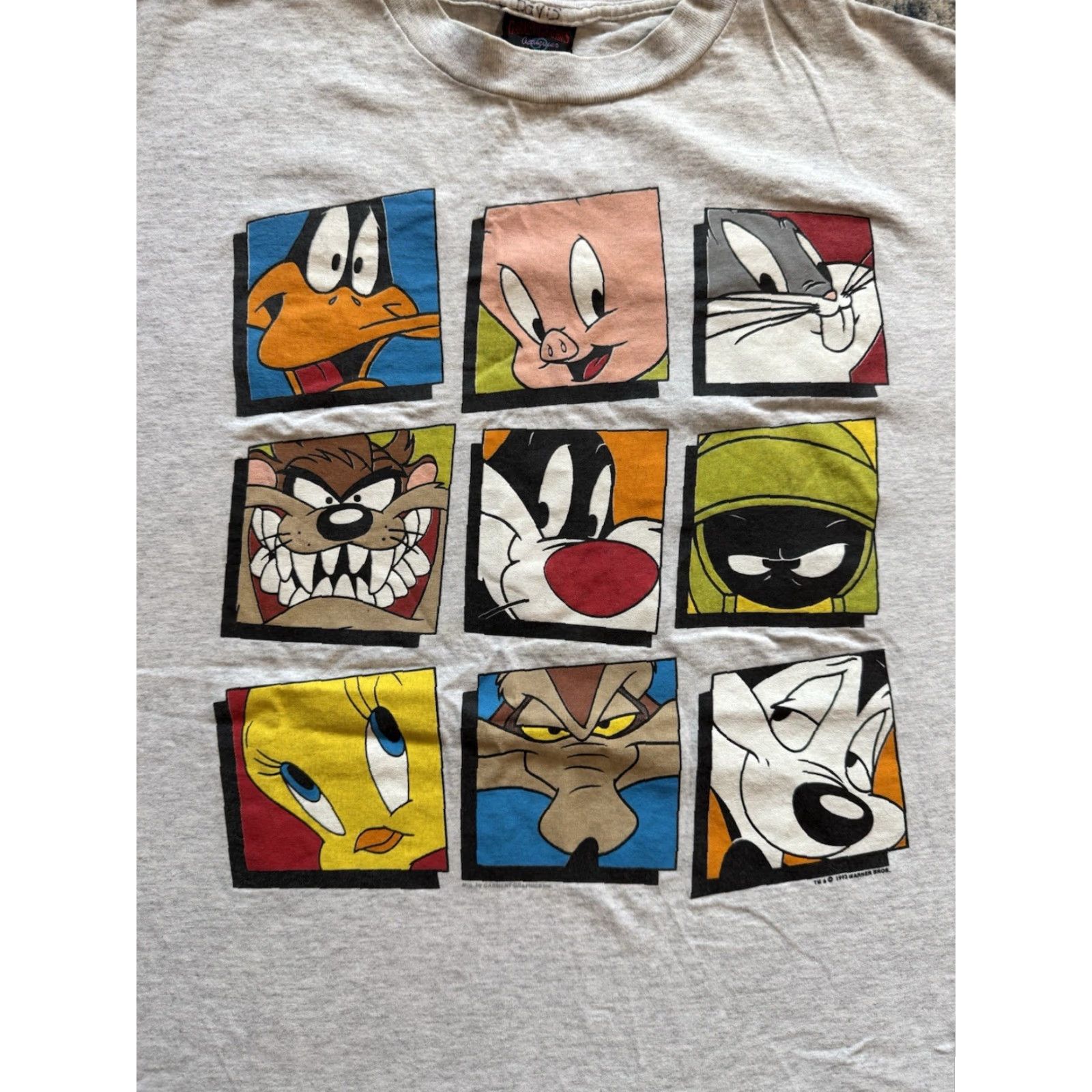 Vintage VINTAGE Warner Bros Looney Tunes T-Shirt 3XL Men Gray Cotton USA 90s Cartoon Logo Shirt Size US XXL / EU 58 / 5 - 2 Thumbnail
