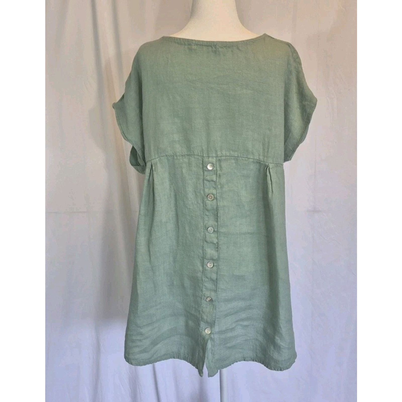 Other Terzo Millennio Womens Green Linen Top Medium Italy Size M / US 6-8 / IT 42-44 - 4 Thumbnail