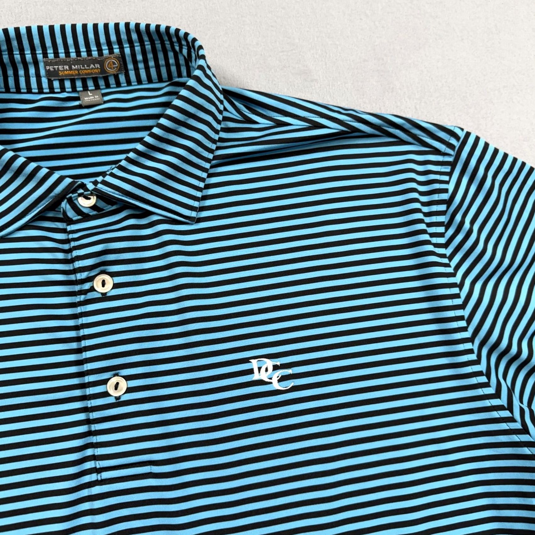 Peter Millar Peter Millar Polo Shirt Mens Large Blue Stripe Summer Comfort Golf Performance Shirt Size US L / EU 52-54 / 3 - 2 Thumbnail