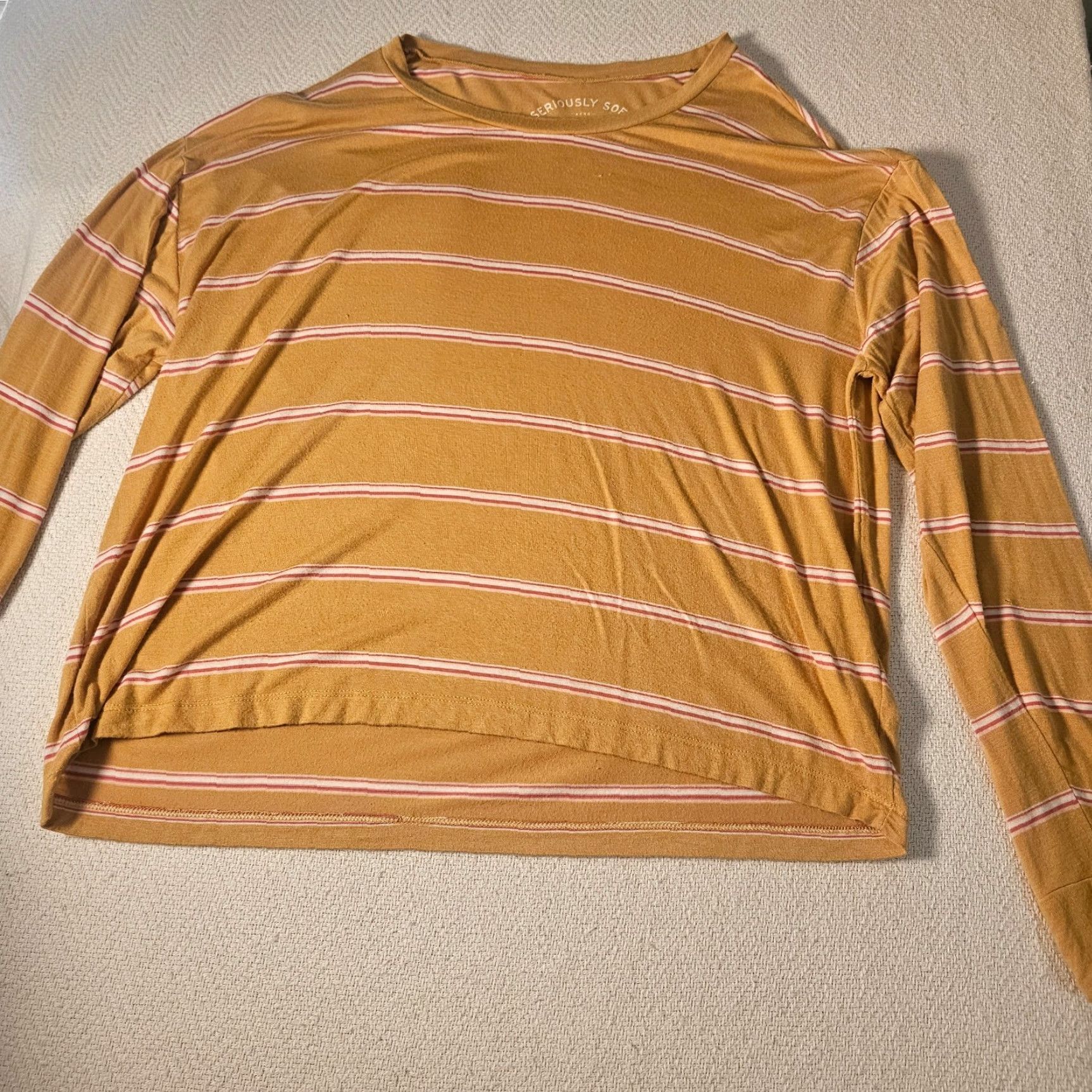 Vintage VINTAGE Aero Tee Shirt Women XL Yellow Striped Seriously Soft Tomboy Long Sleeve Stretch Shirt Size XL / US 12-14 / IT 48-50 - 5 Thumbnail