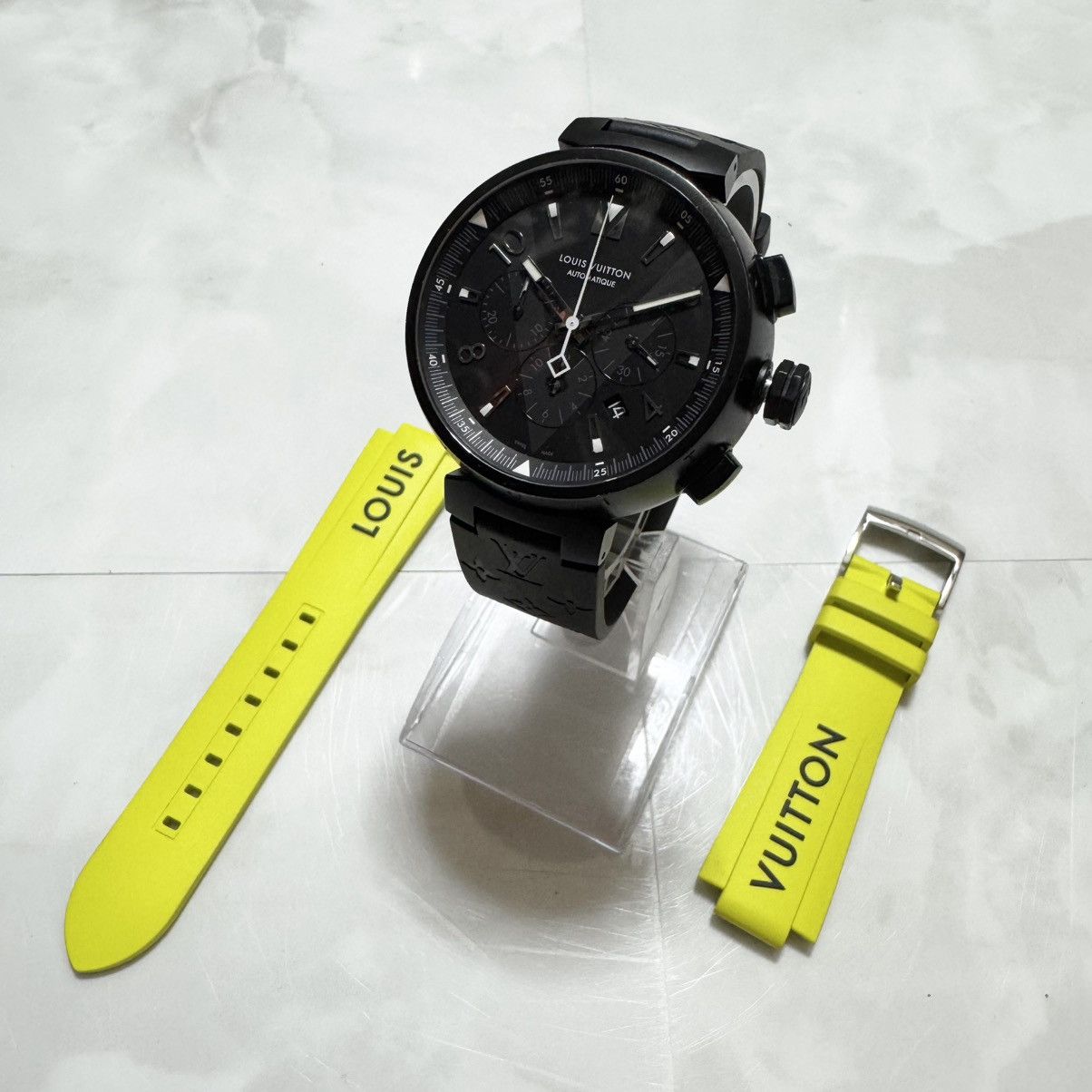Louis Vuitton Authentic Louis Vuitton Tambour Black TO4139 Q1A62 Monogram Size ONE SIZE - 8 Thumbnail