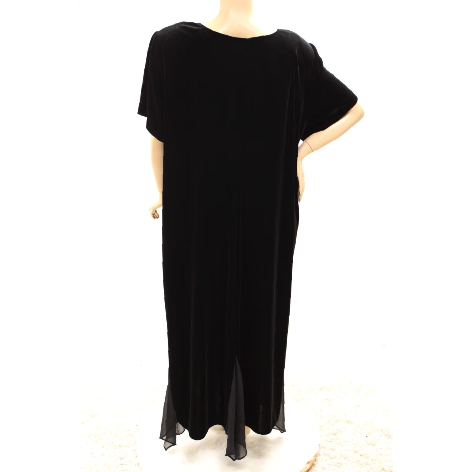 Velvet VINTAGE Another Thyme Dress Black Velour Velour Whimsigoth 28W Full Length Woman's Velvet Maxi Dress Size 4XL / US 24-26 - 4 Thumbnail