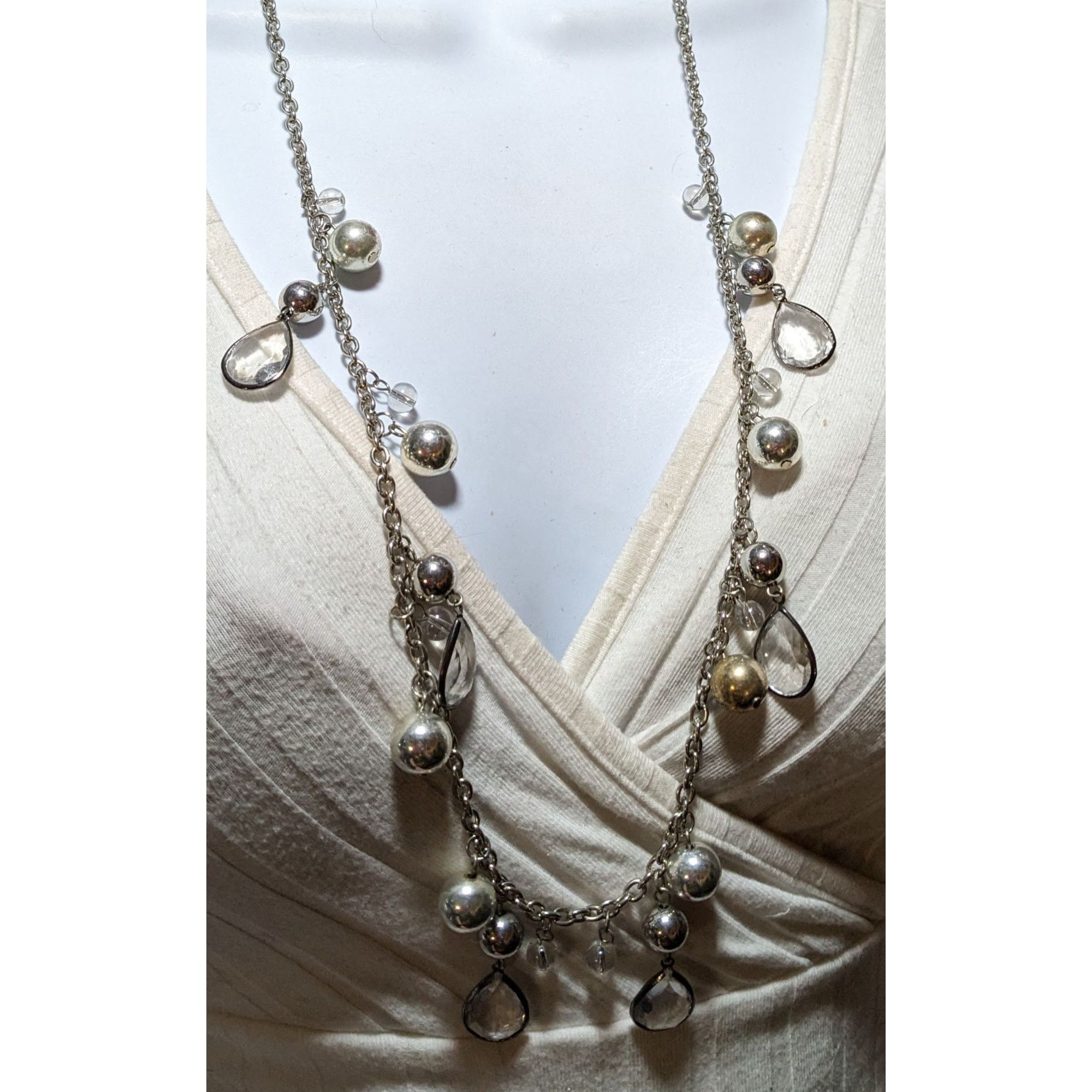 Other Silver Gemmed Teardrop Charm Necklace Size ONE SIZE - 6 Thumbnail