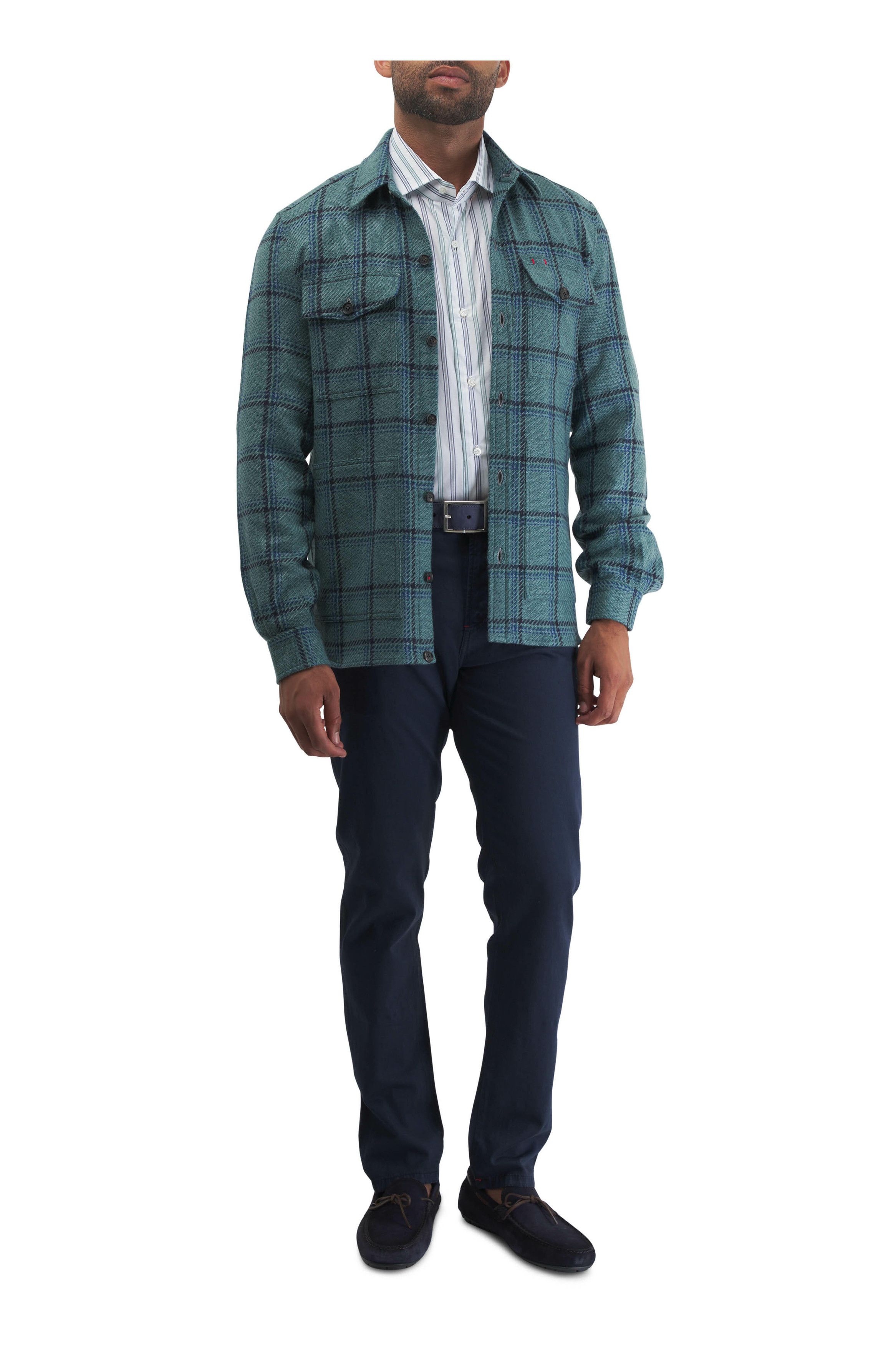 Isaia o1mtch0225 Cotton Stripe Dress Shirt in White/Green Size US XL / EU 56 / 4 - 3 Thumbnail