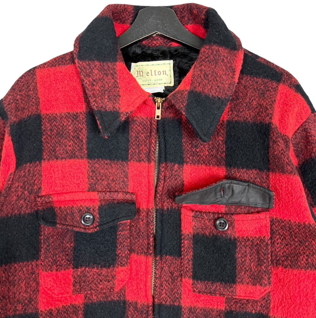 Vintage Vintage 90s Melton Checkered Zipper Winter Jacket Size US L / EU 52-54 / 3 - 3 Thumbnail