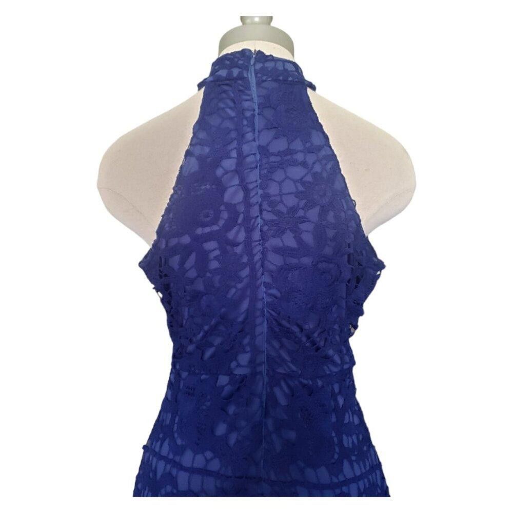 Designer CT1472 Blue Iman Style Lace Lined Body Con Dress M Size M / US 6-8 / IT 42-44 - 5 Thumbnail