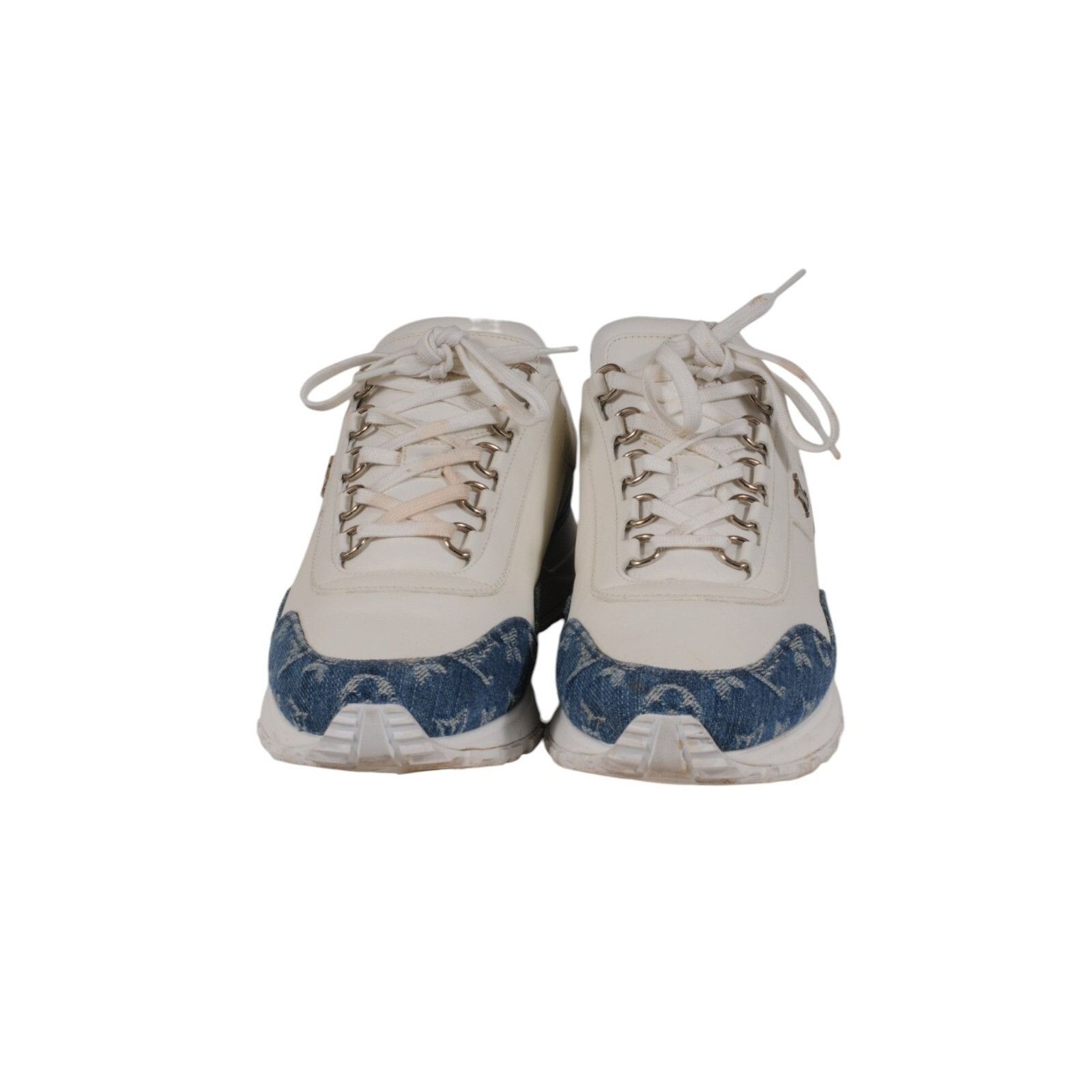 Louis Vuitton Run Away Sneakers Blue White Monogram Denim Leather Size US 8.5 / EU 41-42 - 14 Thumbnail