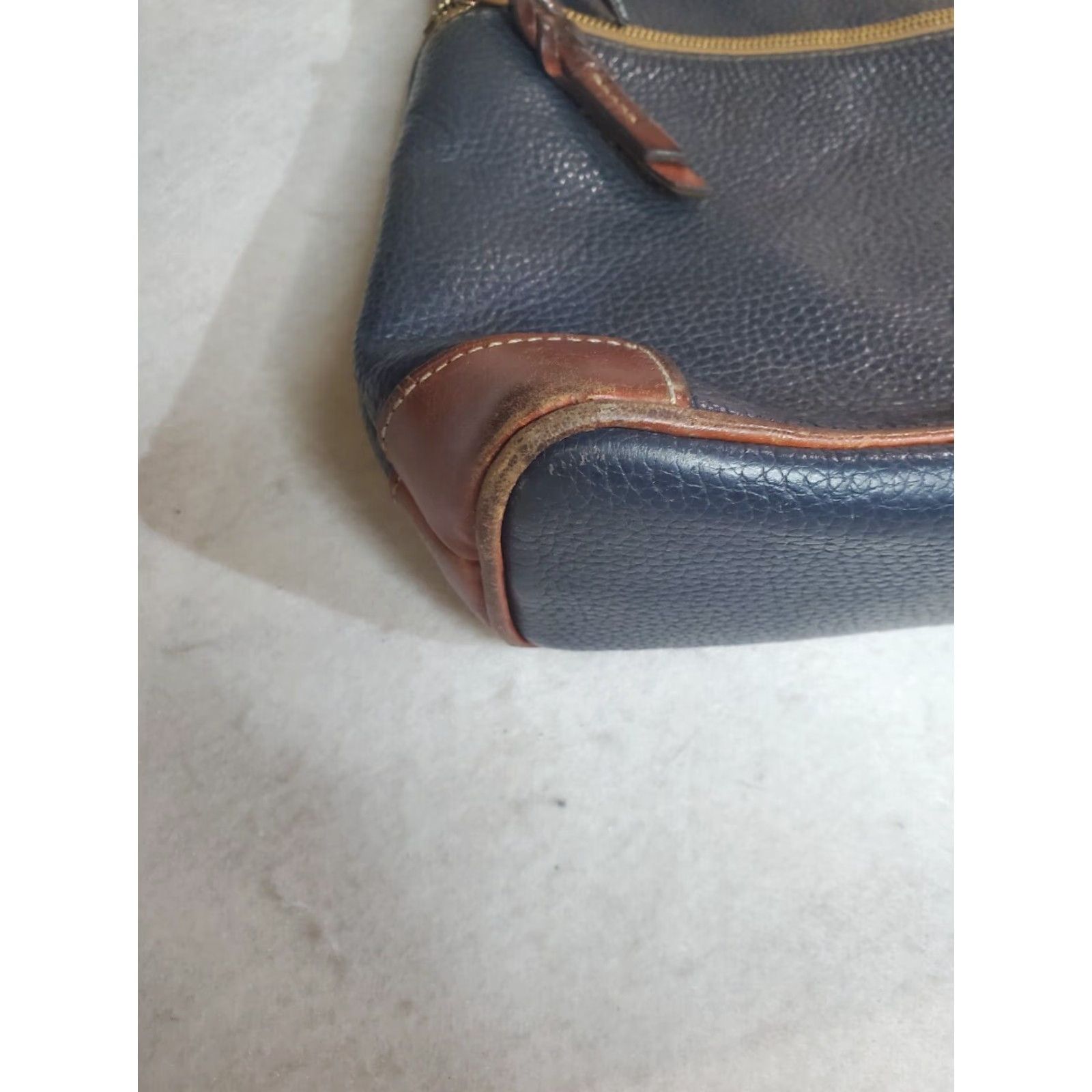 Dooney & Bourke VINTAGE Dooney & Bourke Signature Pebble Leather Crossbody Handbag - Aged Blue - Designer, Dooney & Bourke Bag, Crossbody, Leather, Pebbled, Womens Size ONE SIZE - 5 Thumbnail