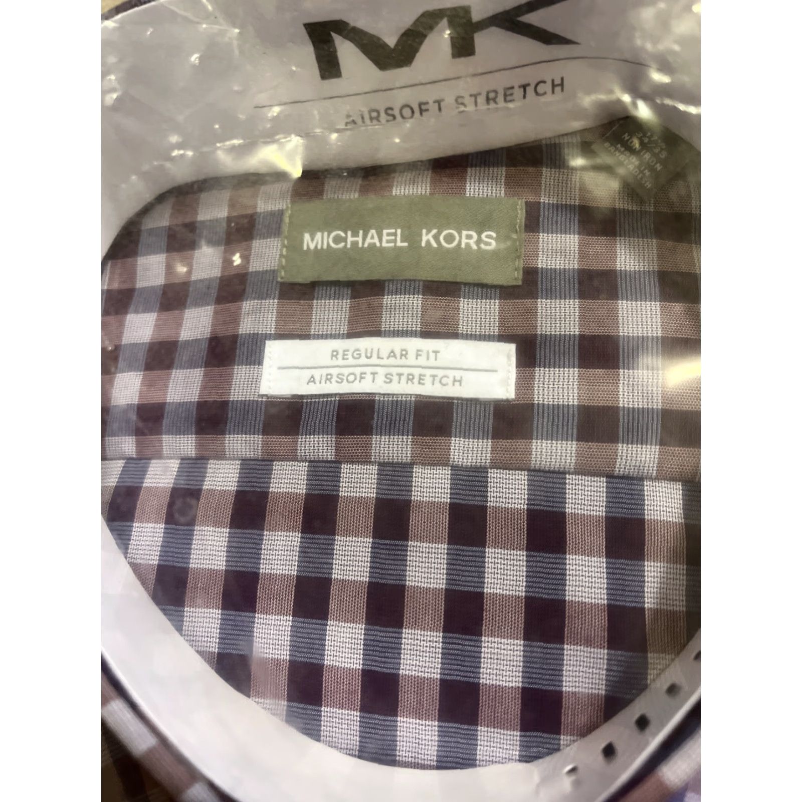 Michael Kors Michael Kors Mens Plaid Dress Shirt Size 34/35 Multicolor Cotton Stretch NWT Size 34R - 2 Thumbnail