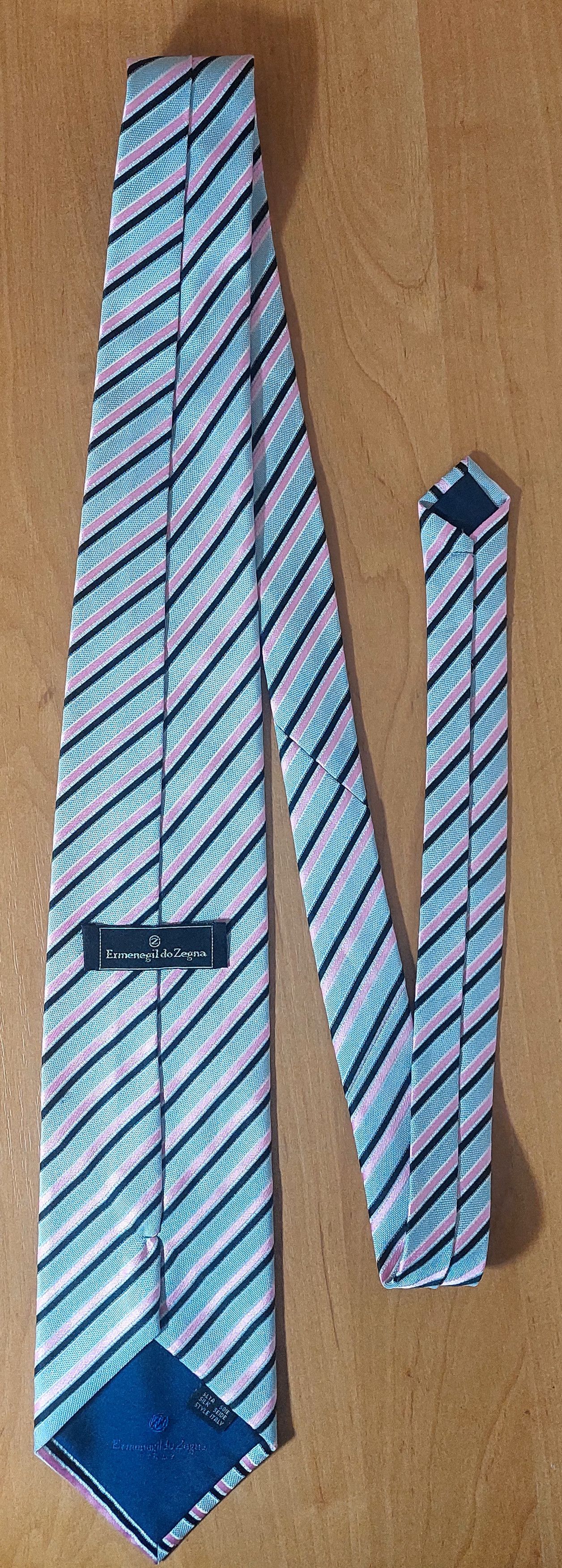 Ermenegildo Zegna Ermenegildo Zegna Silk Tie Gray Pink Diagonal Stripe Italy Size ONE SIZE - 4 Thumbnail
