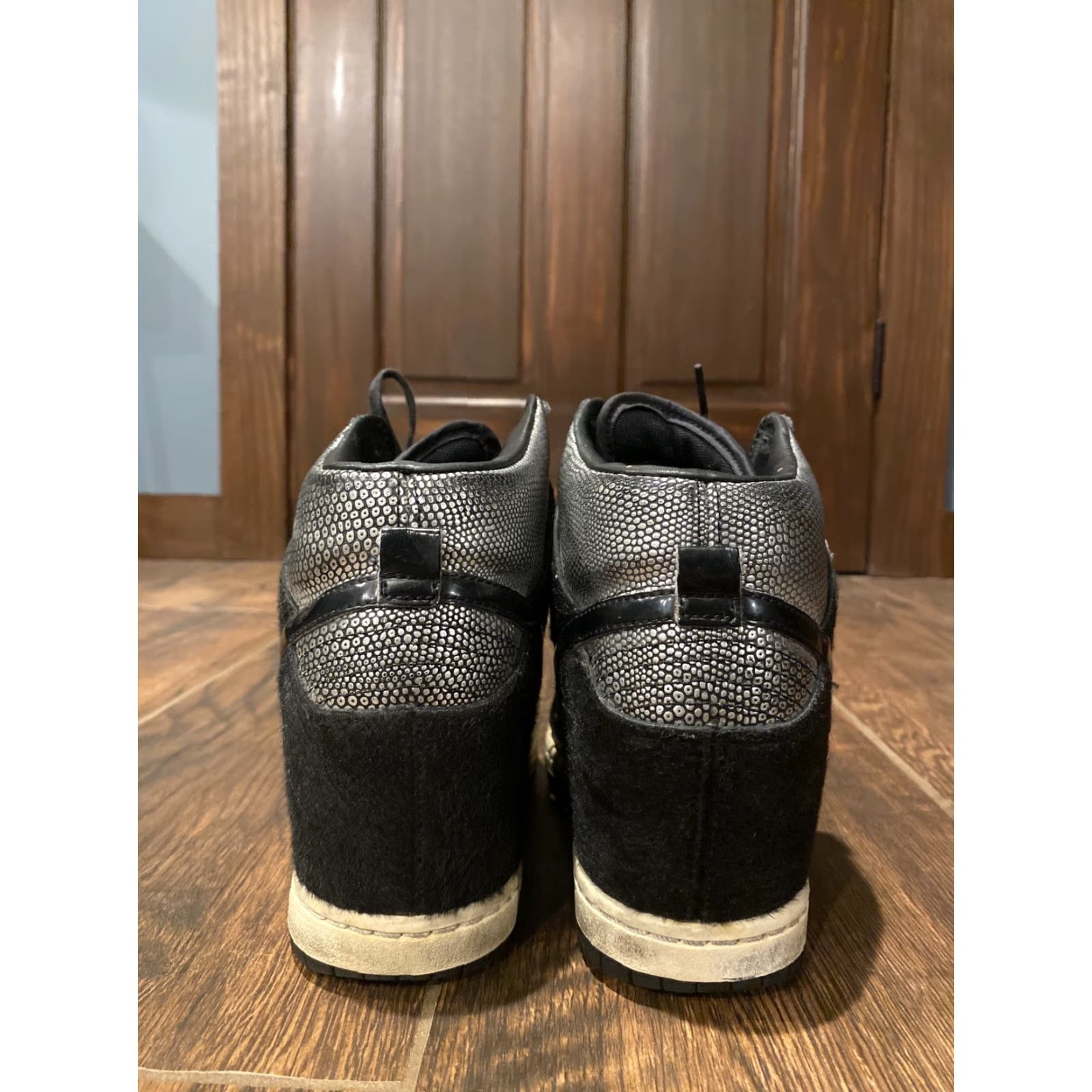 Nike Nike Dunk Sky Hi City FW QS NYC Hidden Wedge Heel Black Silver 9 Women Leather Sneaker Size US 9 / IT 39 - 4 Thumbnail