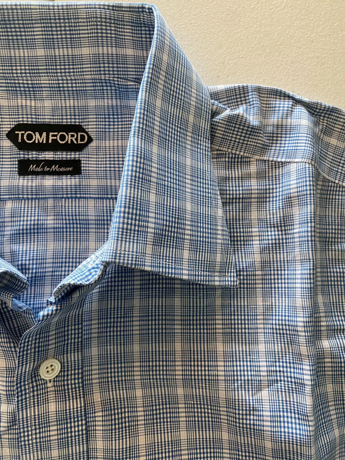 Tom Ford Tom Ford light blue glen check shirt 17 43e Size US L / EU 52-54 / 3 - 5 Thumbnail