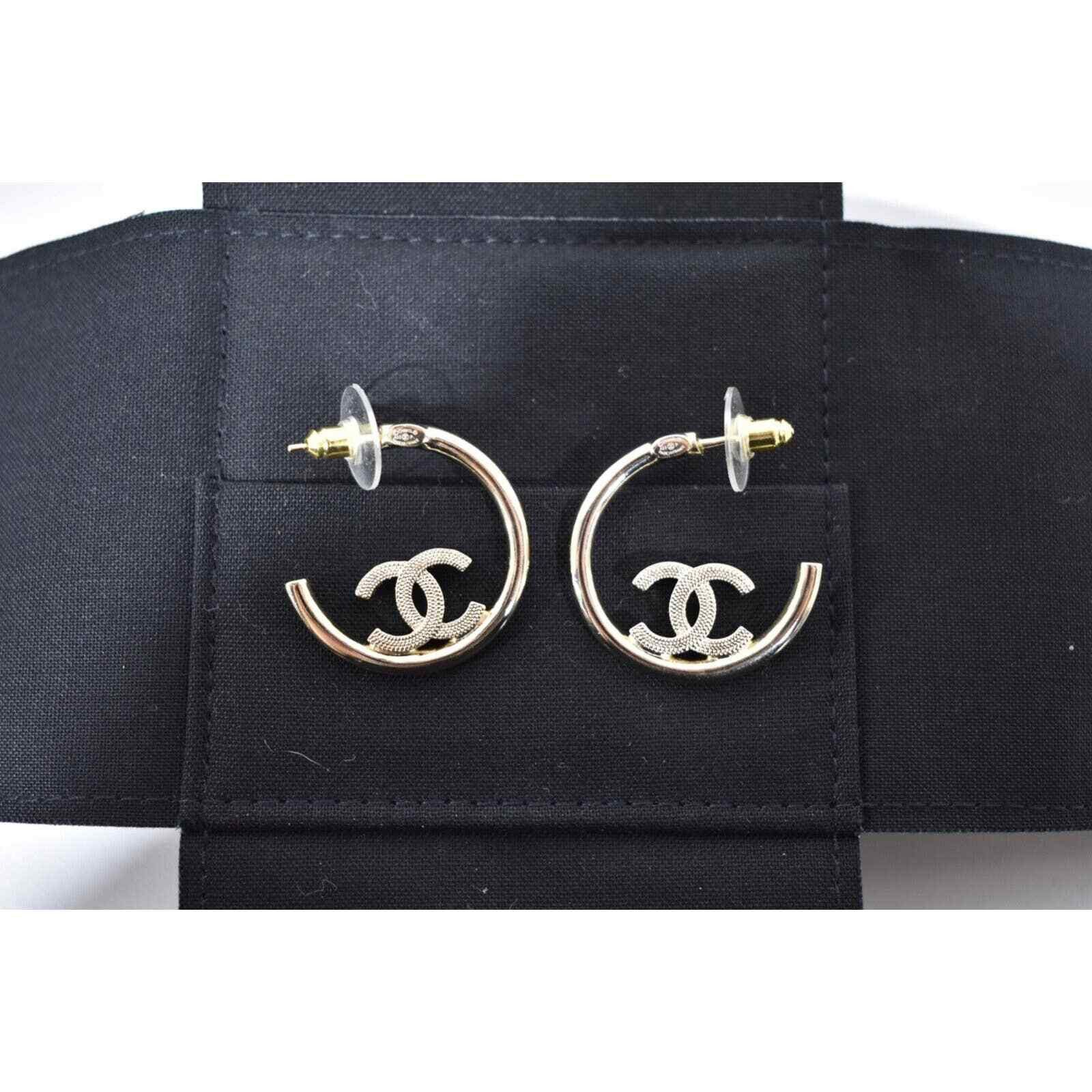 Chanel Chanel Gold Metal Dangle Drop Statement Hoop Earrings Size ONE SIZE - 8 Thumbnail