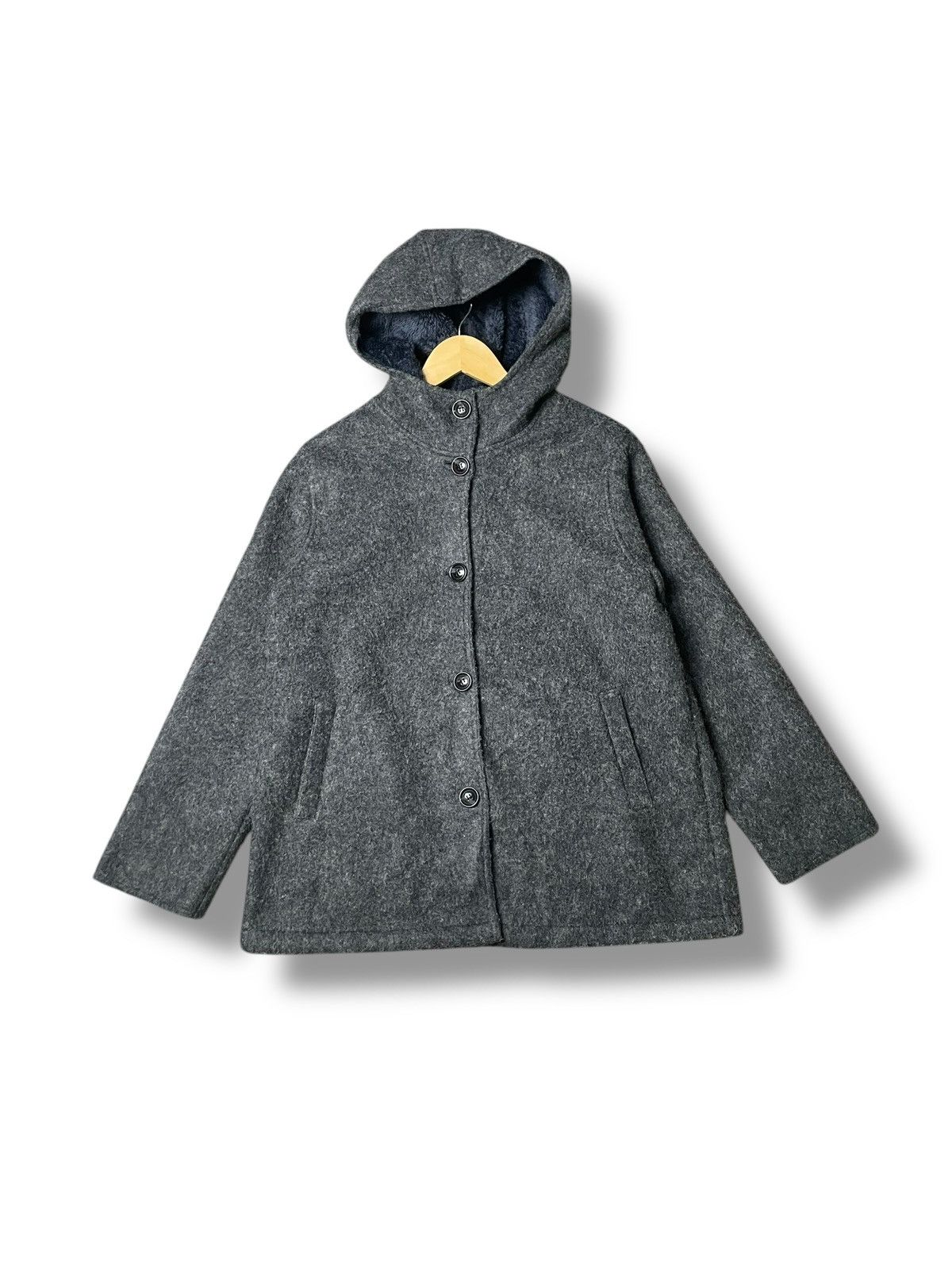 Japanese Brand × Vintage Graceful Days Japanese Hooded Wool Coat (52) Size US L / EU 52-54 / 3 - 1 Thumbnail
