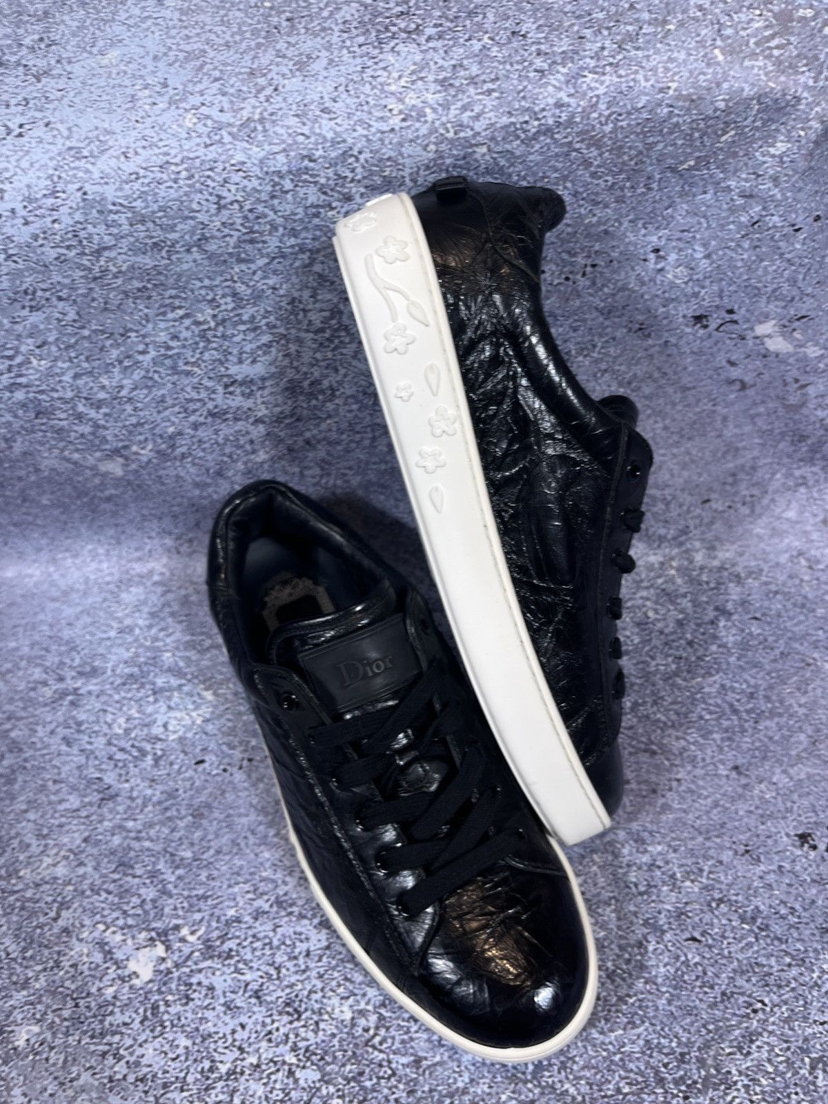 Dior New Dior Black Crinkled Patent Leather Move shoes trainers Size US 8.5 / IT 38.5 - 3 Thumbnail