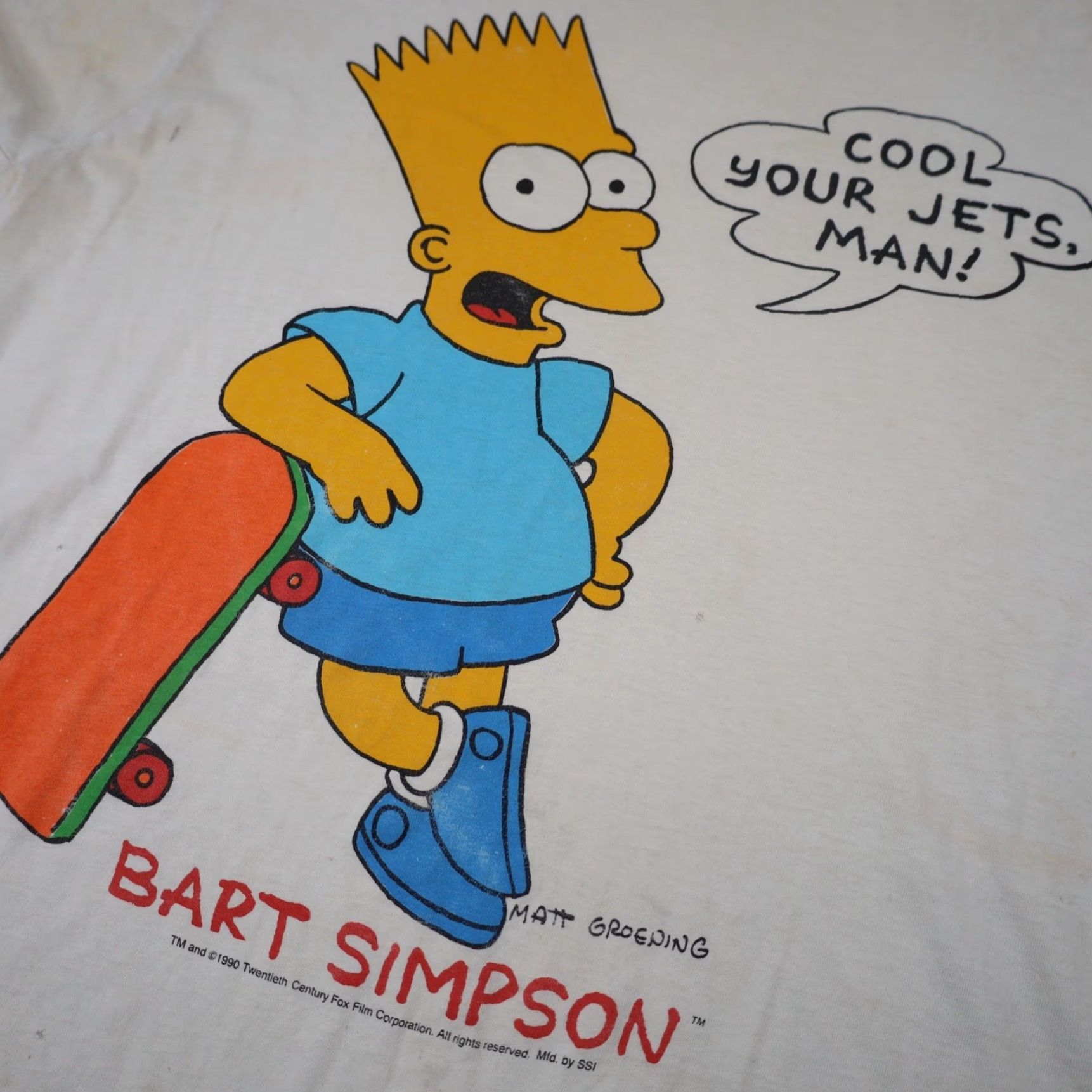 Vintage VINTAGE Bart Simpson "Cool Your Jets Man" Graphic T Shirt White L Mens 1990s Classic Graphic Shirt Size US L / EU 52-54 / 3 - 5 Thumbnail