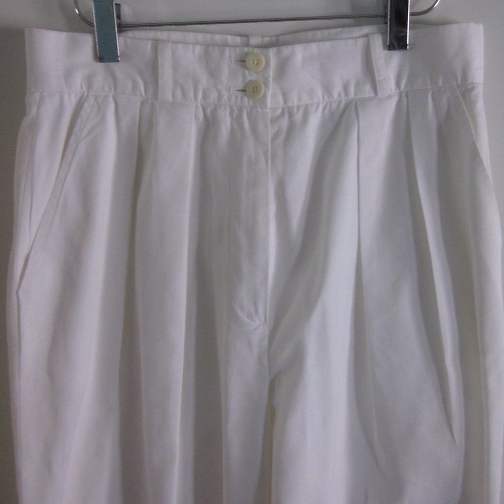 Jaeger Jaeger Vintage Pleated High Waist White Cotton Pant About Si Size 28" / US 6 / IT 42 - 7 Thumbnail