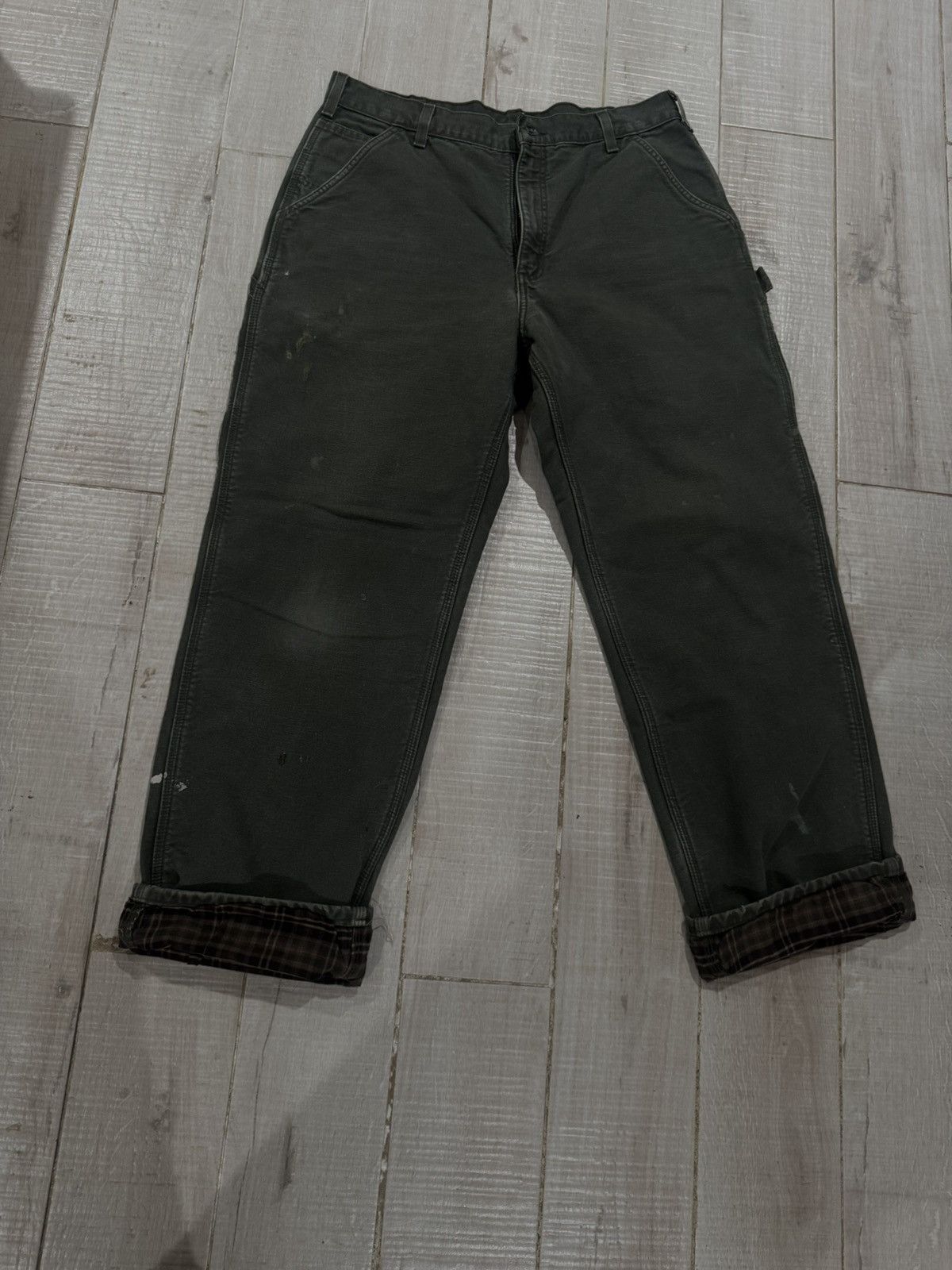 Carhartt Olive Green Vintage Carhartt Flannel Lined Work Pants Size US 36 / EU 52 - 2 Thumbnail