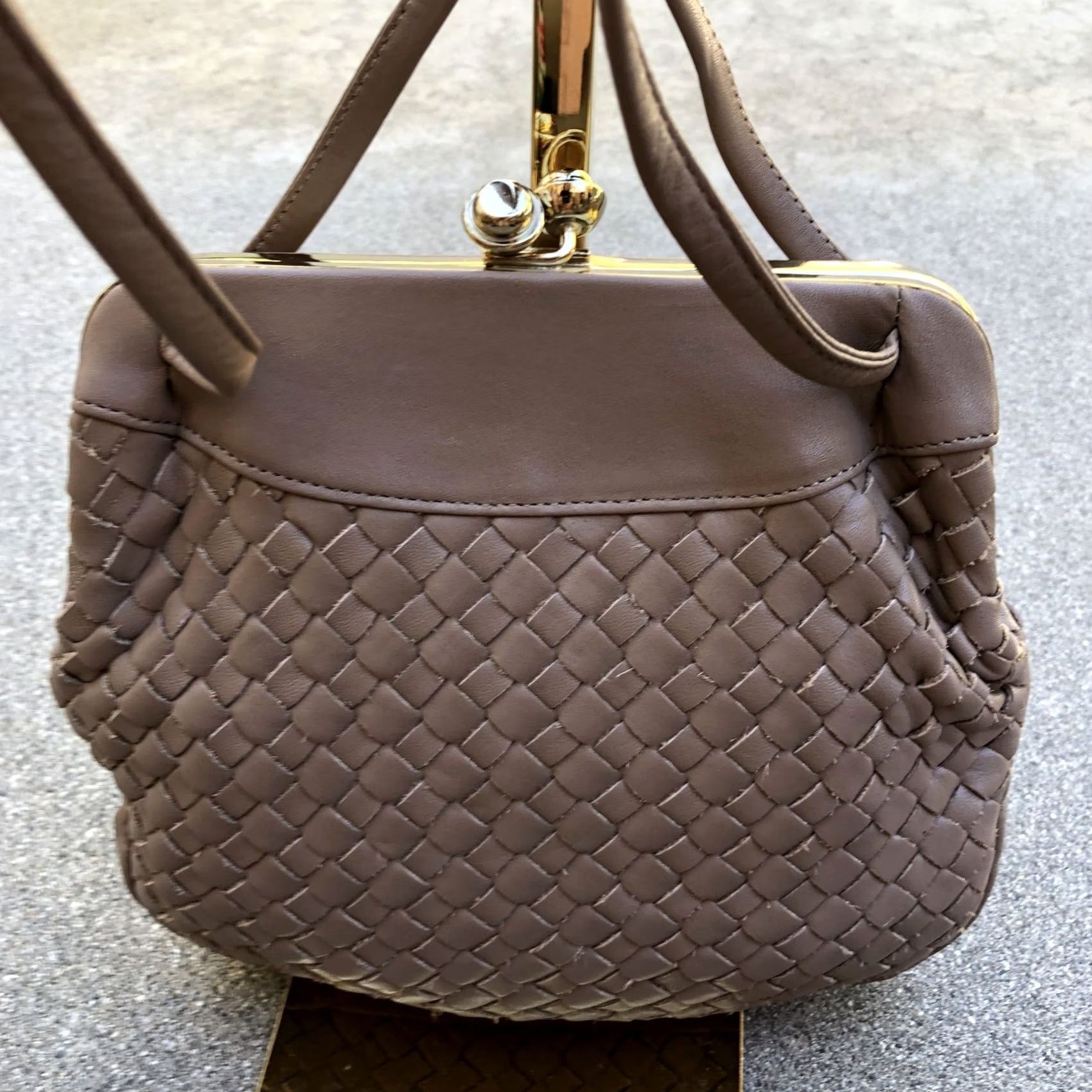 Frame VINTAGE Carriage Court Shoulder Bag Brown Leather Purse Crossbody Clasp Frame Woven Size ONE SIZE - 2 Thumbnail