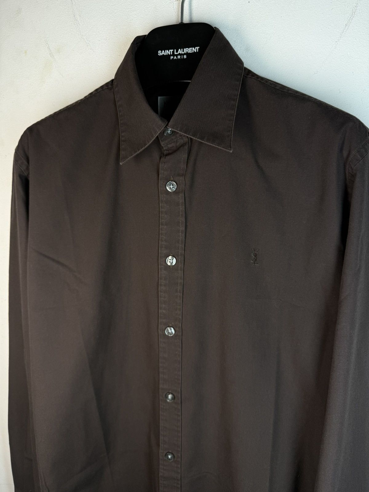 Yves Saint Laurent Brown YSL Shirt Button Up Dress Luxury Casual Collar Y2k Size US S / EU 44-46 / 1 - 17 Thumbnail