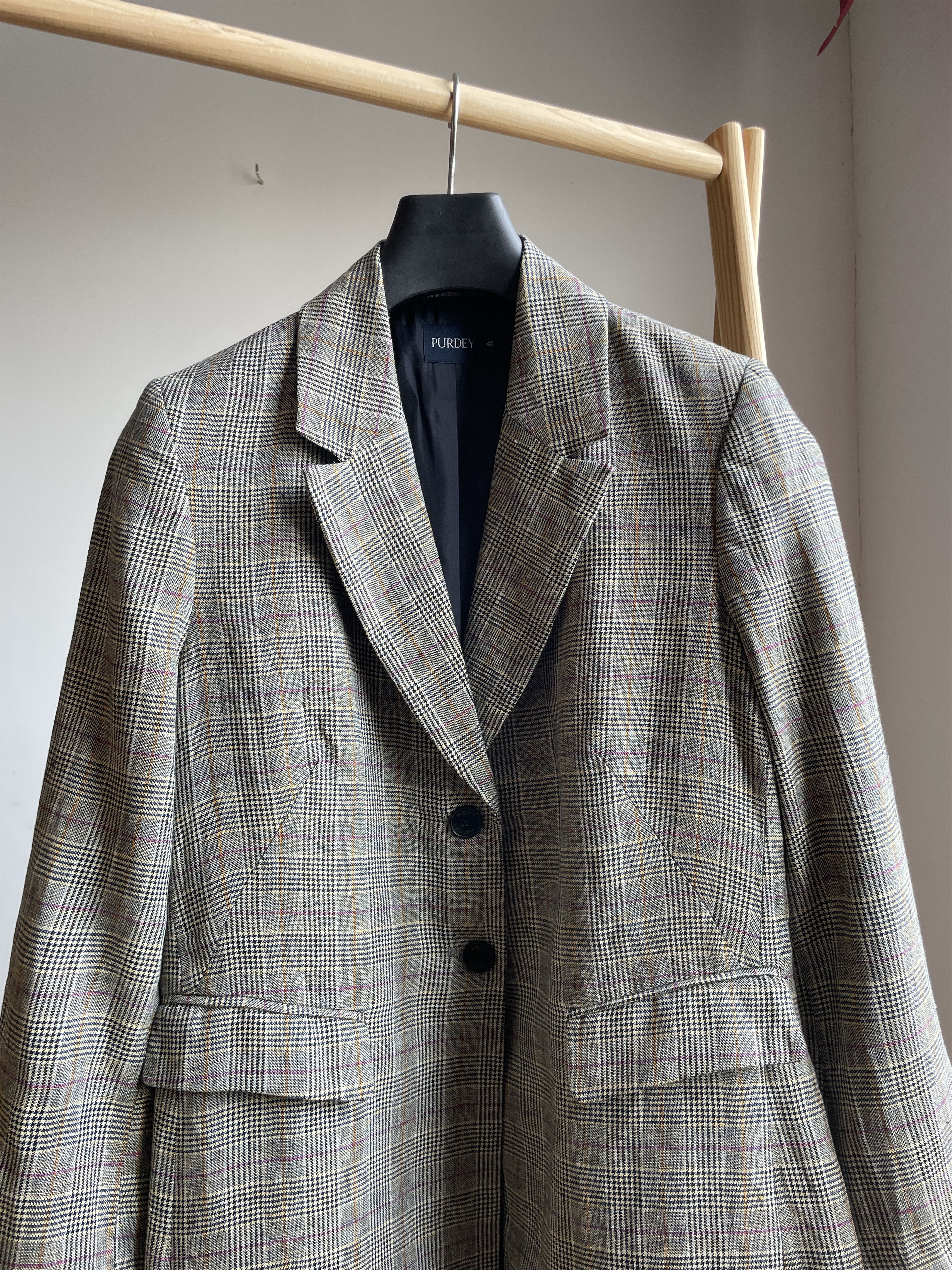 Purdey Purdey Womens Plaid Linen Coat Size EUR 40 Size S / US 4 / IT 40 - 4 Thumbnail