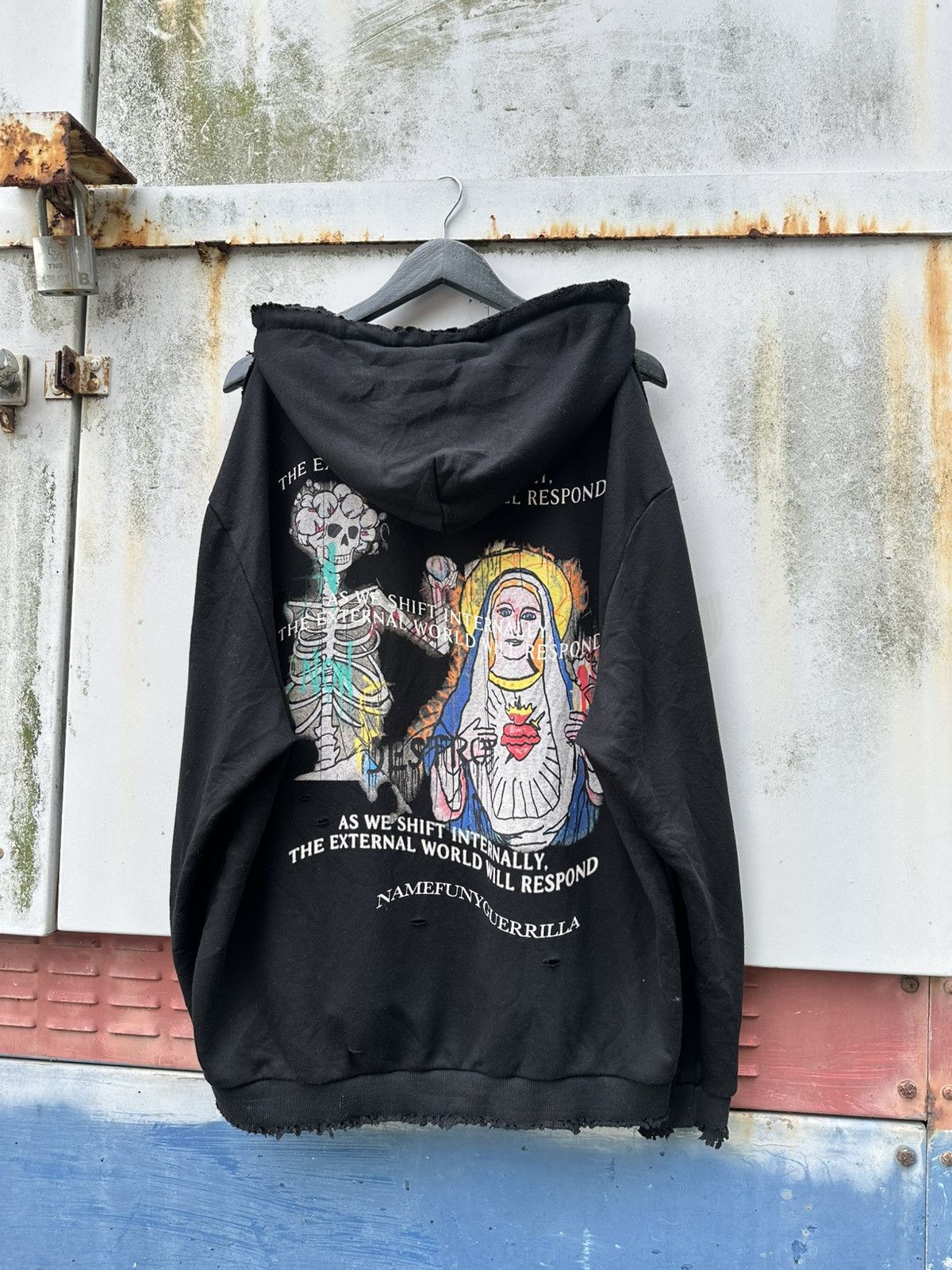 Vintage 👹THRASHED Namefunyguerilla Nun Tees Hoodie Size US L / EU 52-54 / 3 - 2 Thumbnail