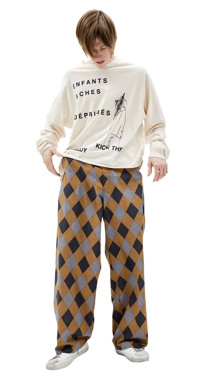 Undercover UNDERCOVER WIDE LEG DIAMOND PRINT TROUSERS Size US 34 / EU 50 - 2 Thumbnail