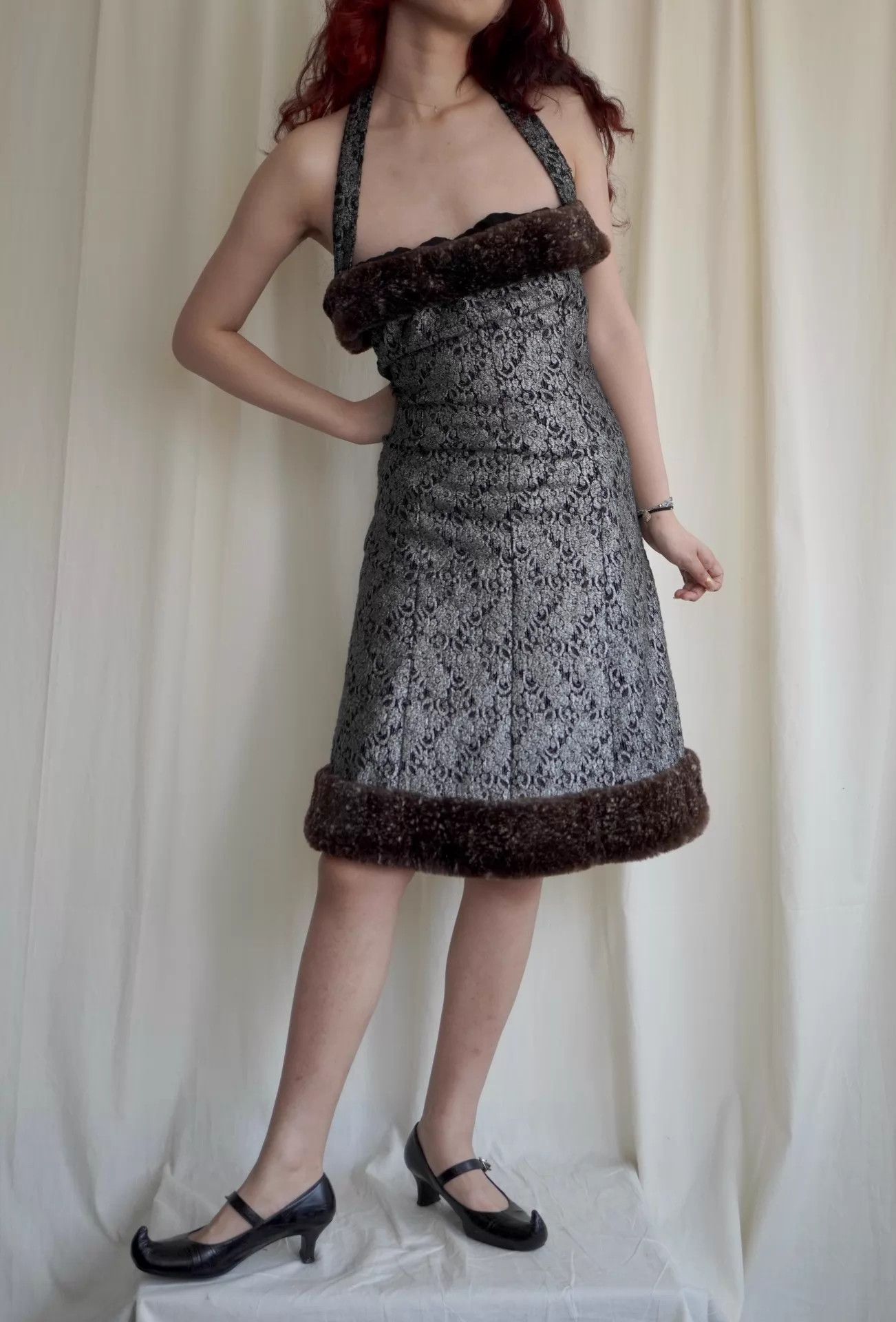 Chanel Chanel 2005 AW Halter Lace Dress Sleeve Set Silver/Suede L Size L / US 10 / IT 46 - 4 Thumbnail