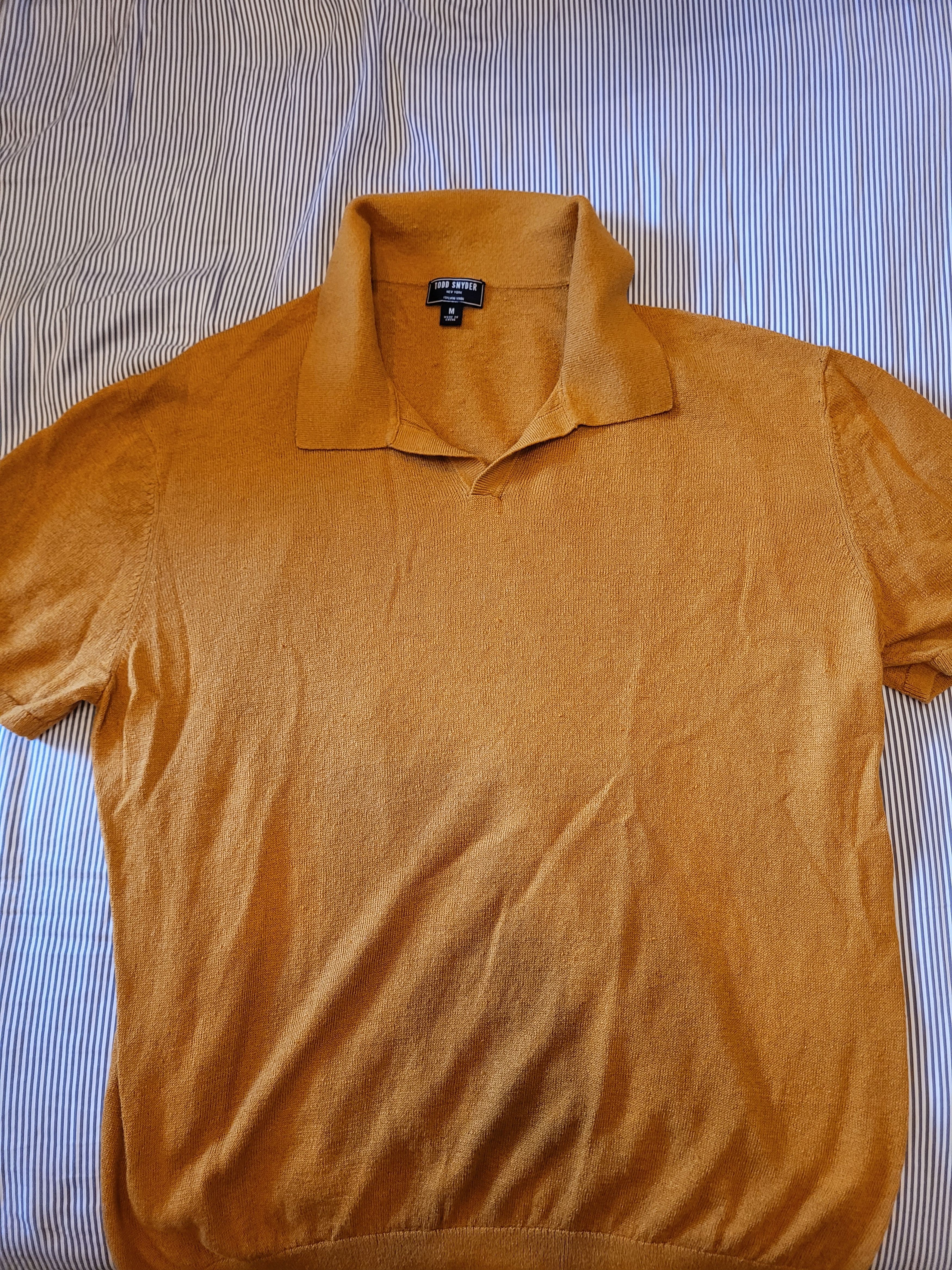 Todd Snyder short sleeve linen Riviera sweater polo in burnt orange Size US M / EU 48-50 / 2 - 4 Thumbnail