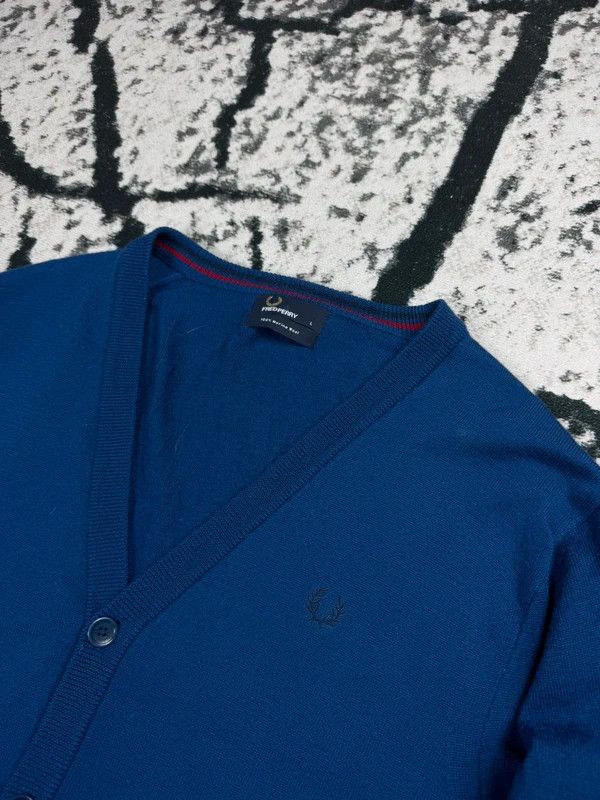 Fred Perry Fred Perry Blue Merino Wool Cardigan Sweater L Size US L / EU 52-54 / 3 - 3 Thumbnail