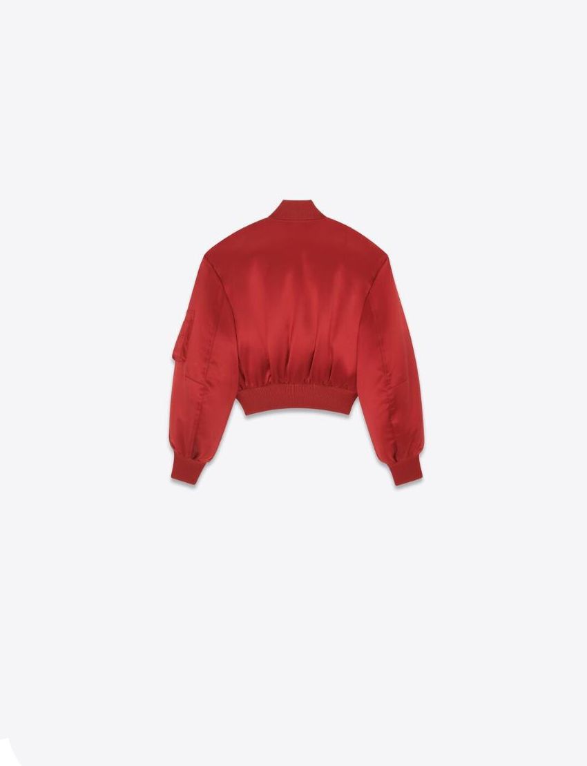 Saint Laurent Paris o1s1wg111224 Bomber Jacket in Satin in Red Size S / US 4 / IT 40 - 3 Thumbnail