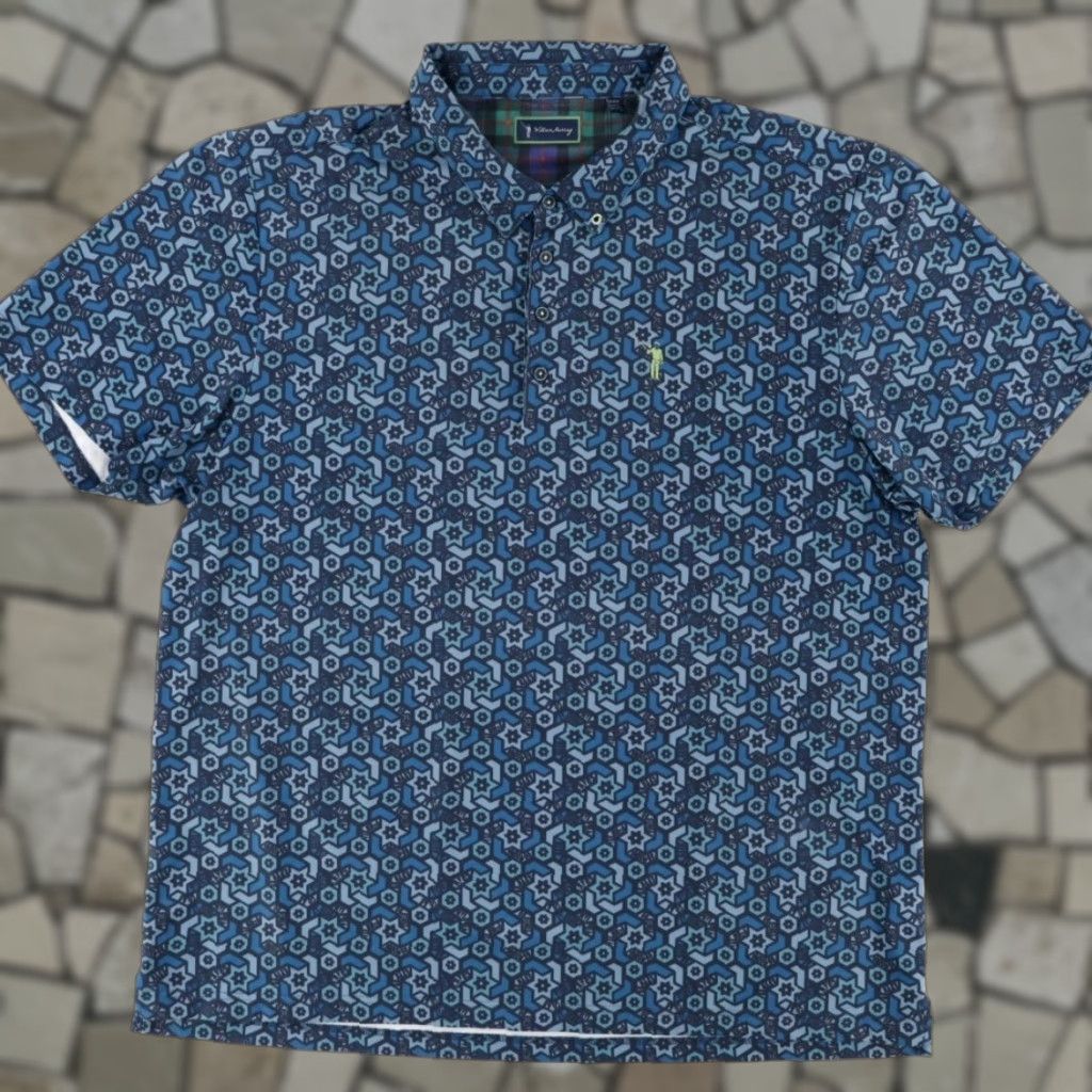 NEXT William Murray Next Stop Stretch Geometric Polo Shirt Navy Men's 2XL Size US XXL / EU 58 / 5 - 1 Thumbnail