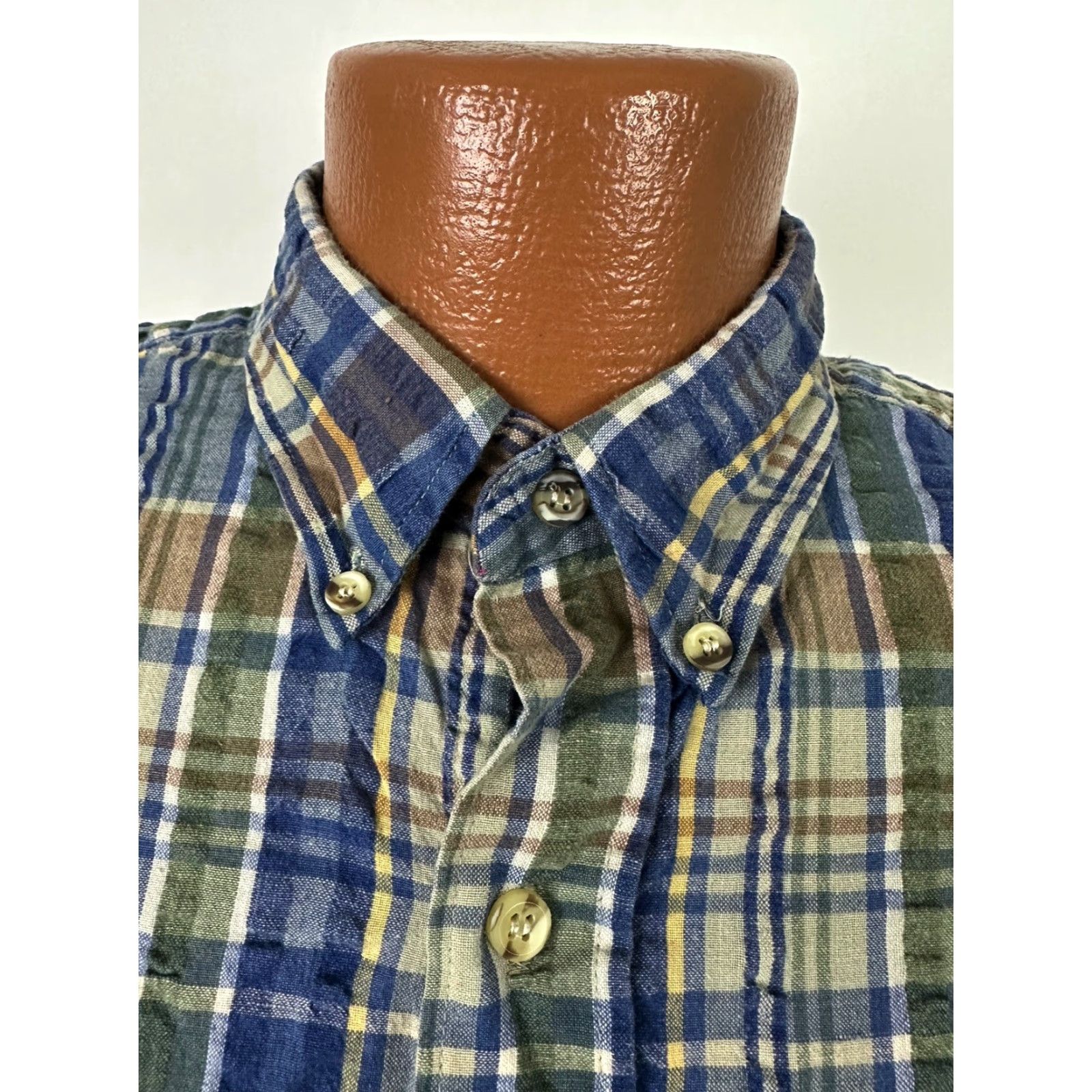 Vintage Vintage Reed St. James LOAFERS Seersucker Shirt Men M Blue Plaid Casual 90s Button-Up Size US M / EU 48-50 / 2 - 4 Thumbnail