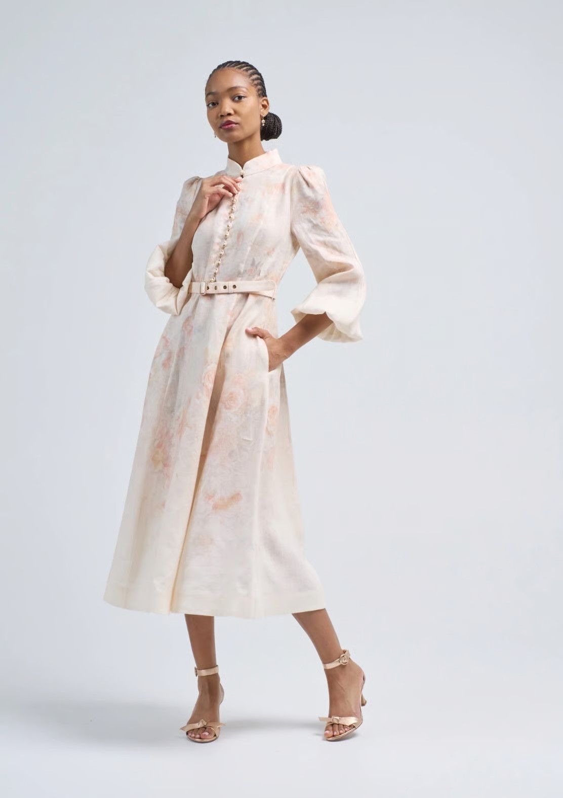 Zimmermann oc11z0226 Crush Buttoned Midi Dress In Multicolor Size L / US 10 / IT 46 - 3 Thumbnail