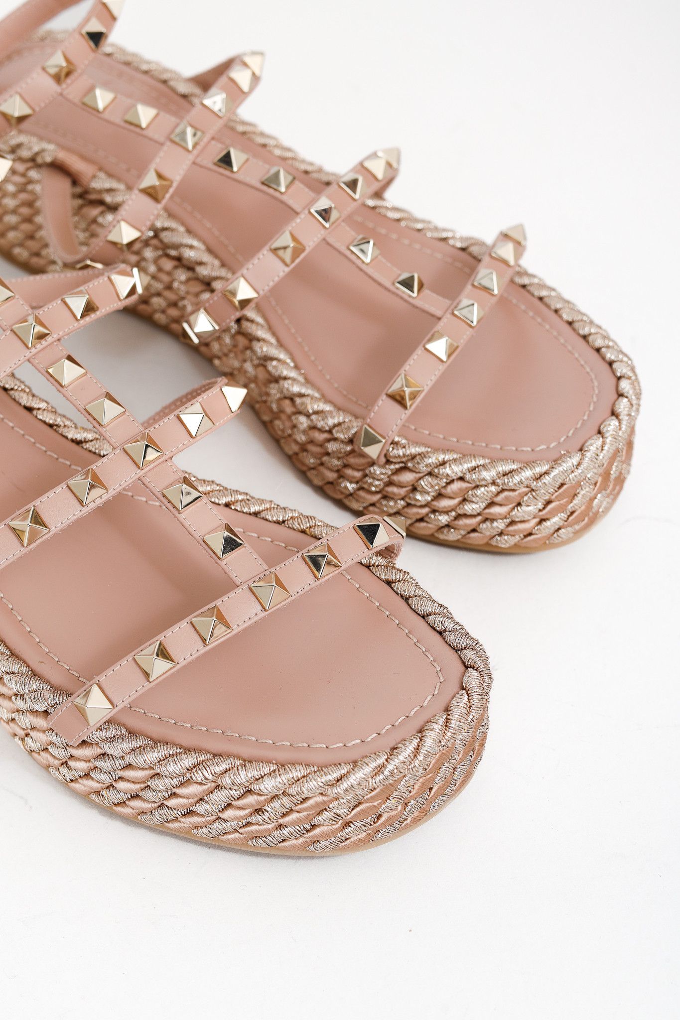 Valentino Valentino Garavani Rockstud Double Espadrille Wedge Sandals Size US 10.5 / IT 40.5 - 6 Thumbnail